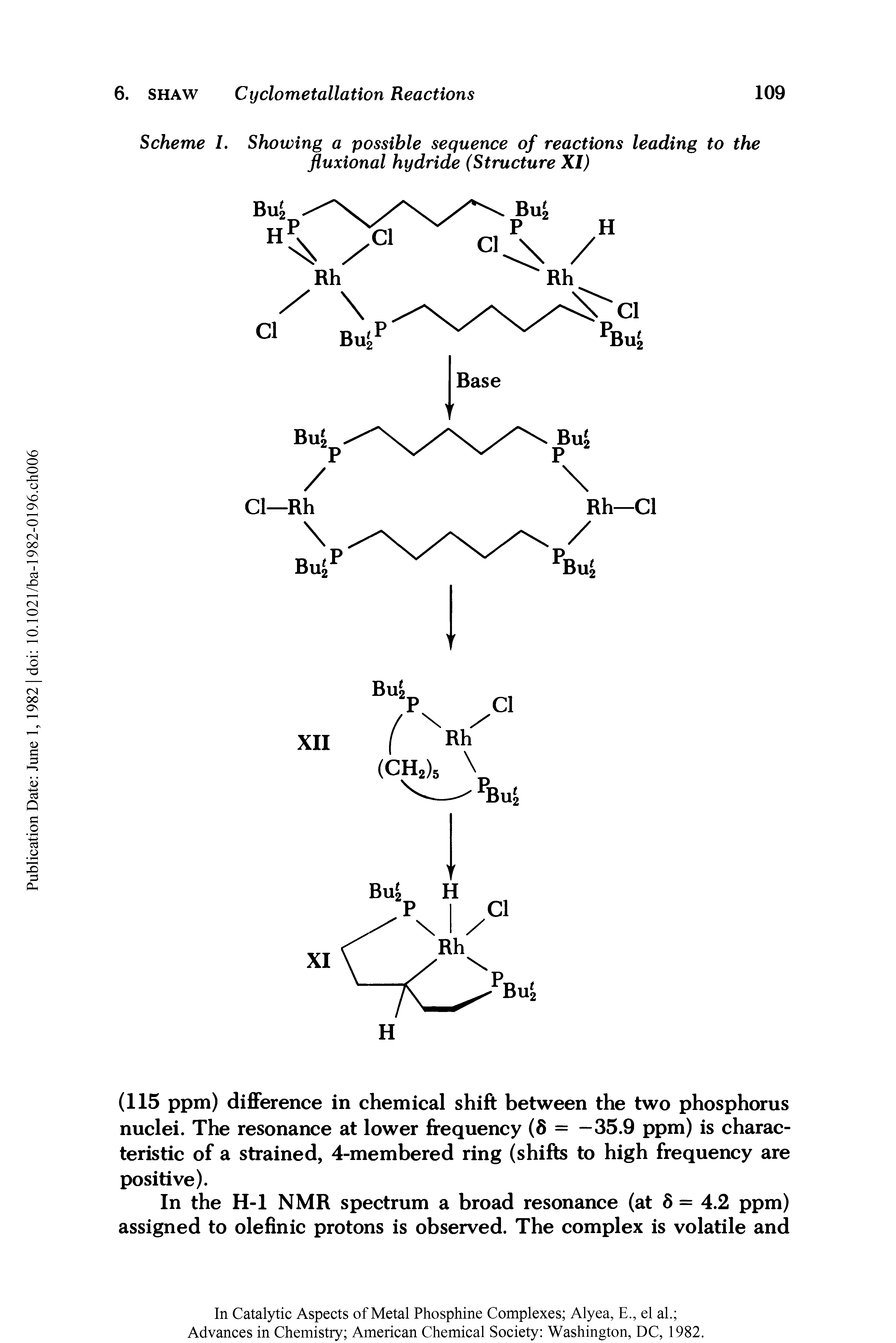 Scheme I. Showing a possible sequence of reactions leading to the fluxional hydride (Structure XI)...