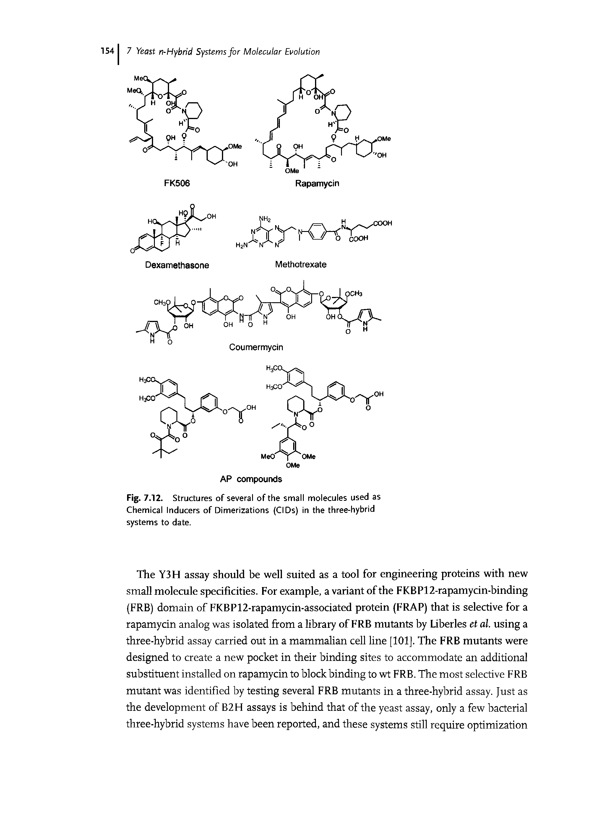 Fig. 7.12. Structures of several of the small molecules used as Chemical Inducers of Dimerizations (CIDs) in the three-hybrid systems to date.