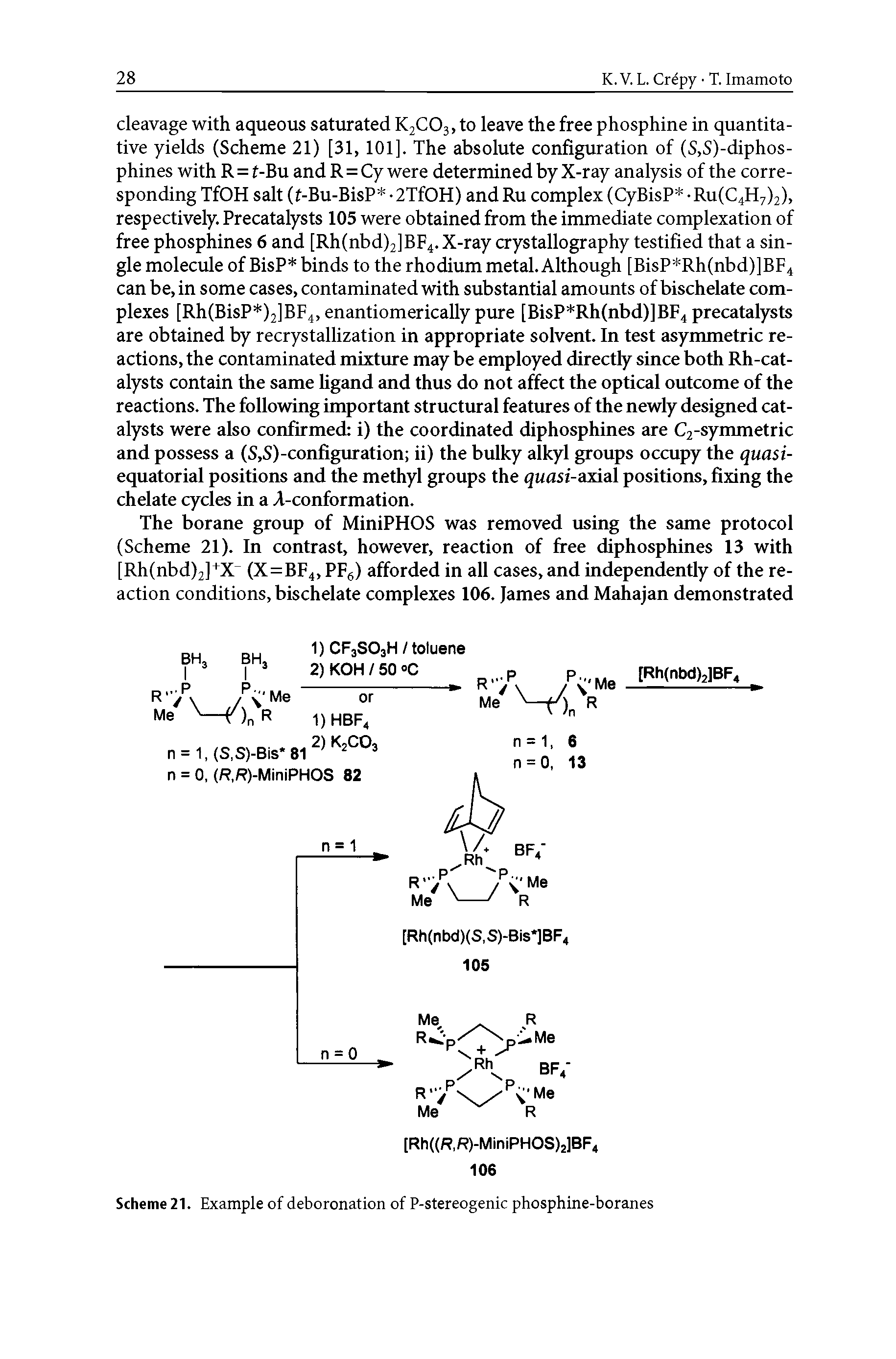 Scheme 21. Example of deboronation of P-stereogenic phosphine-boranes...
