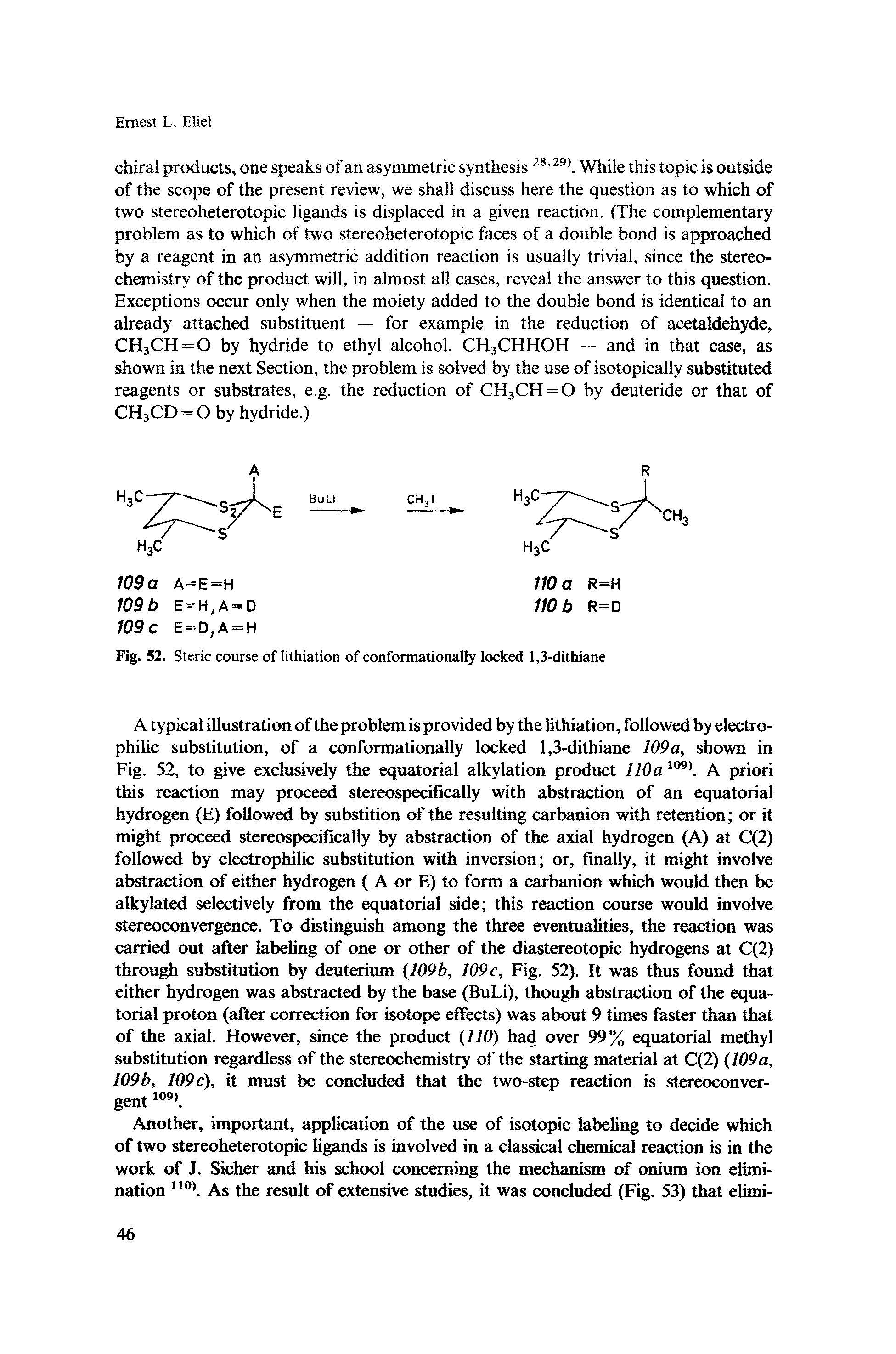 Fig. 52. Steric course of lithiation of conformationally locked 1,3-dithiane...
