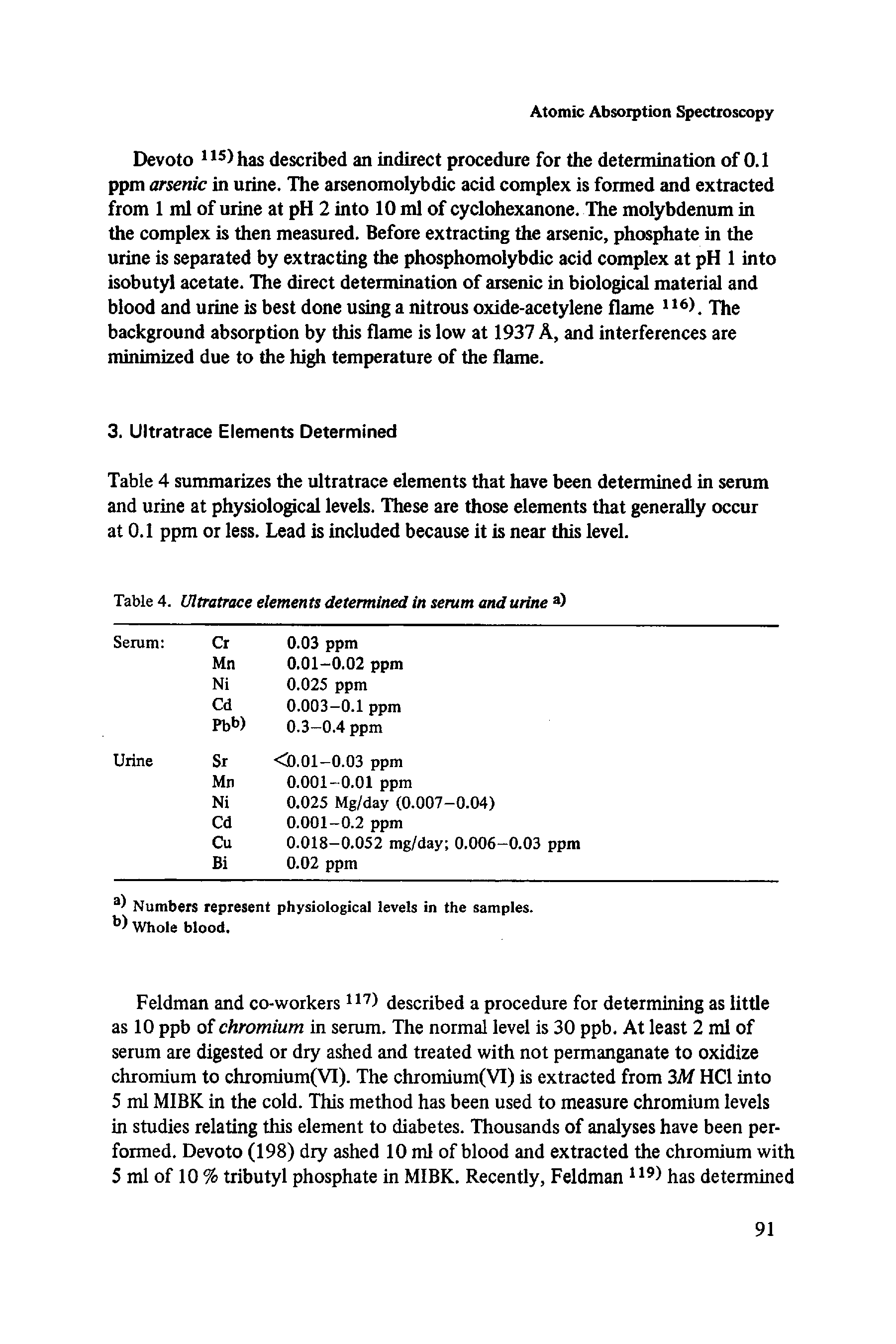 Table 4. Ultratrace elements determined in serum and urine a)...