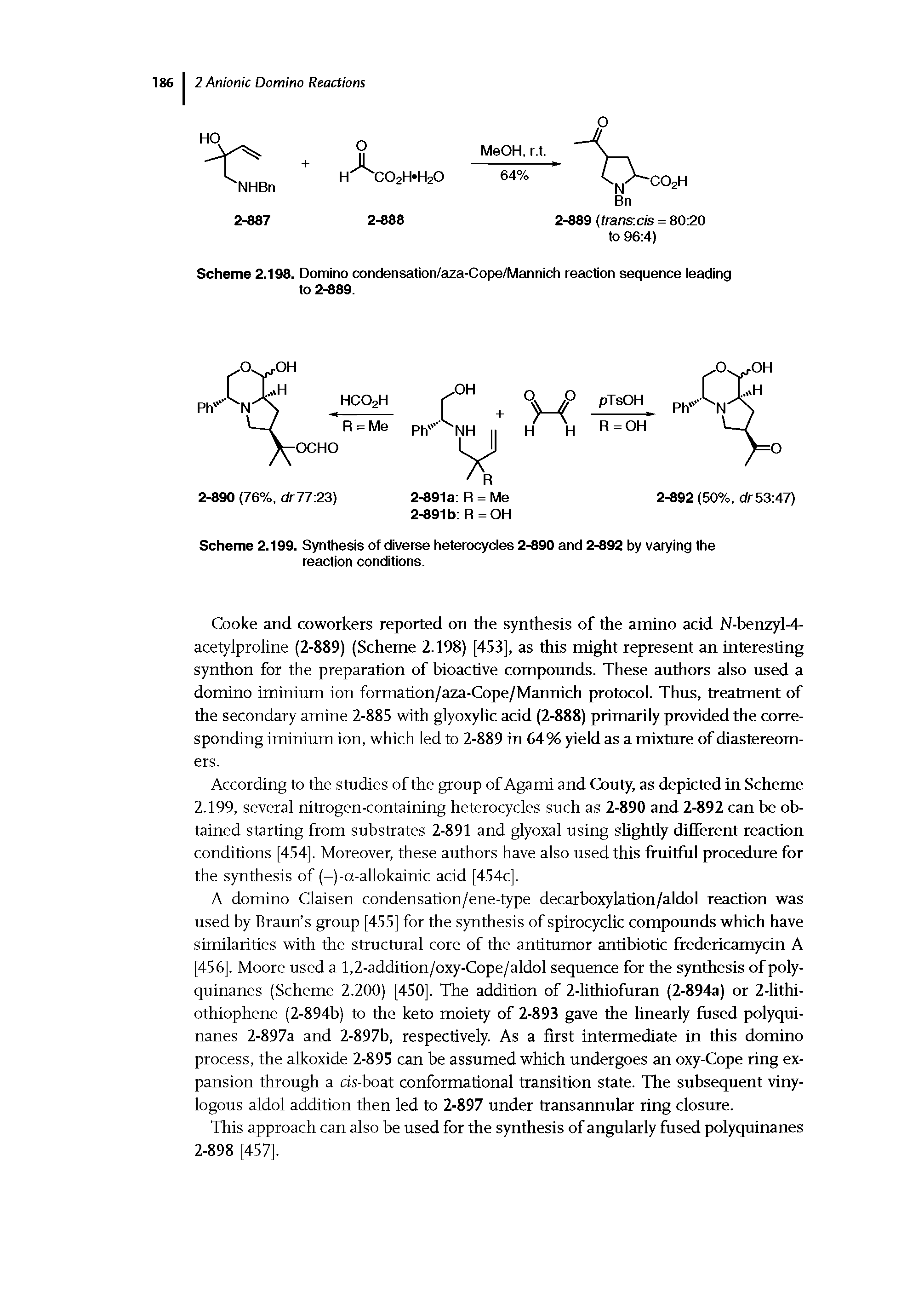 Scheme 2.198. Domino condensation/aza-Cope/Mannich reaction sequence leading to 2-889.