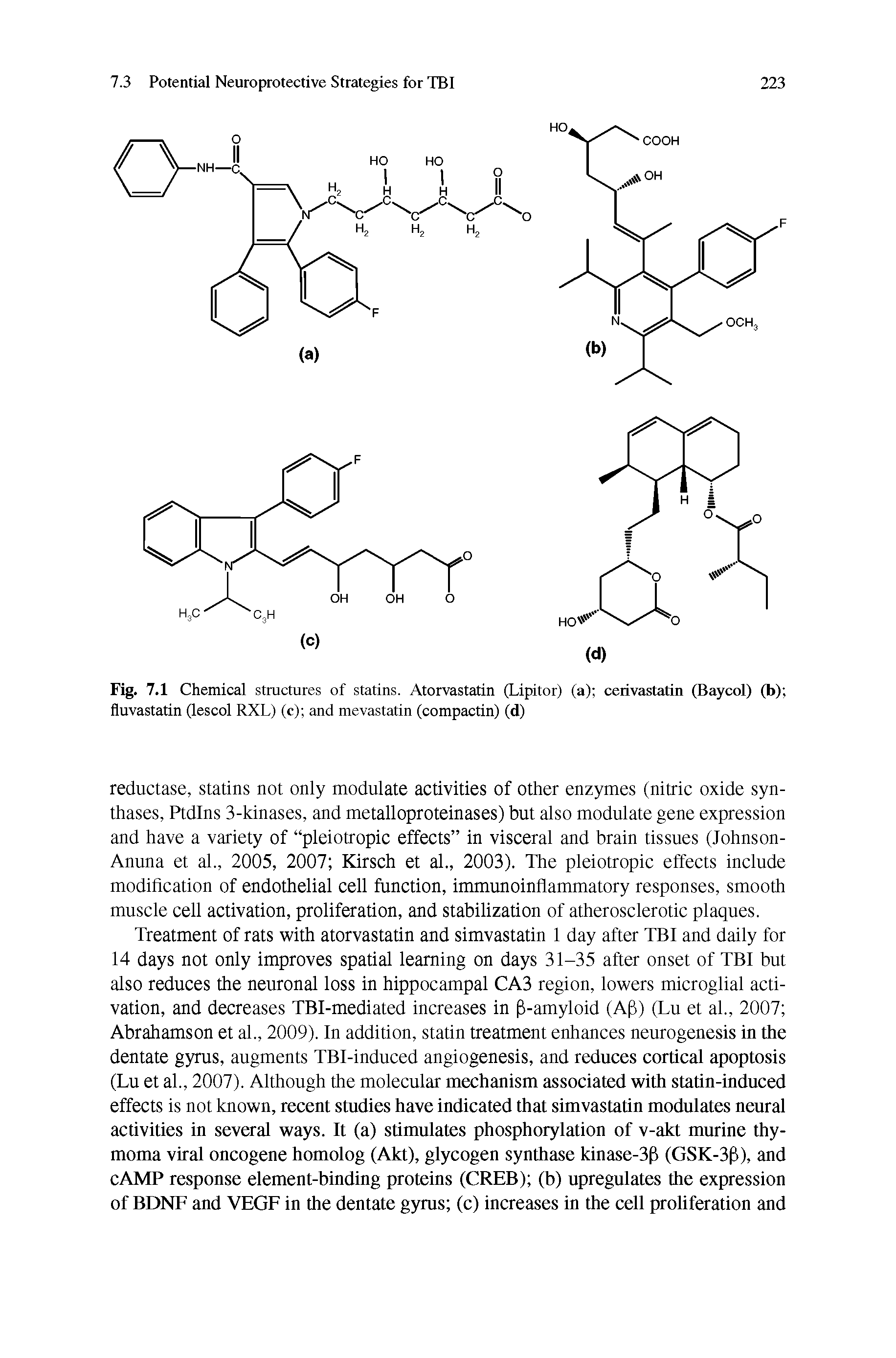 Fig. 7.1 Chemical structures of statins. Atorvastatin (Lipitor) (a) cerivastatin (Baycol) (b) ...