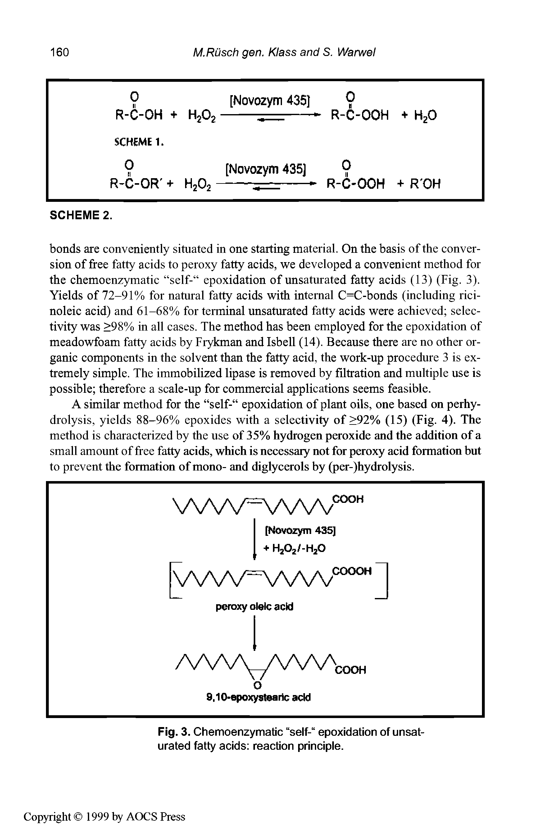 Fig. 3. Chemoenzymatic self- epoxidation of unsaturated fatty acids reaction principle.