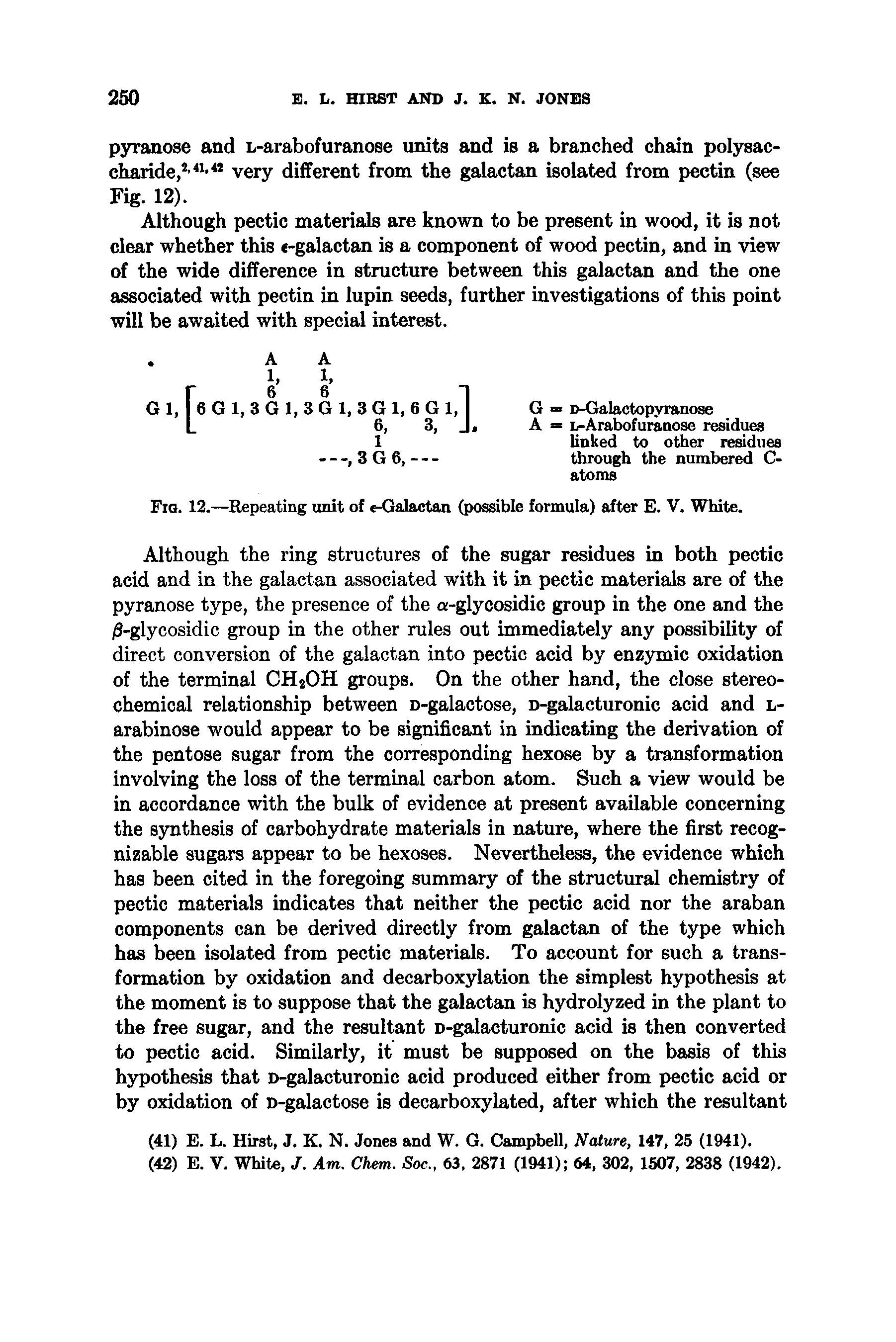 Fig. 12.—Repeating unit of e-Galactan (possible formula) after E. V. White.