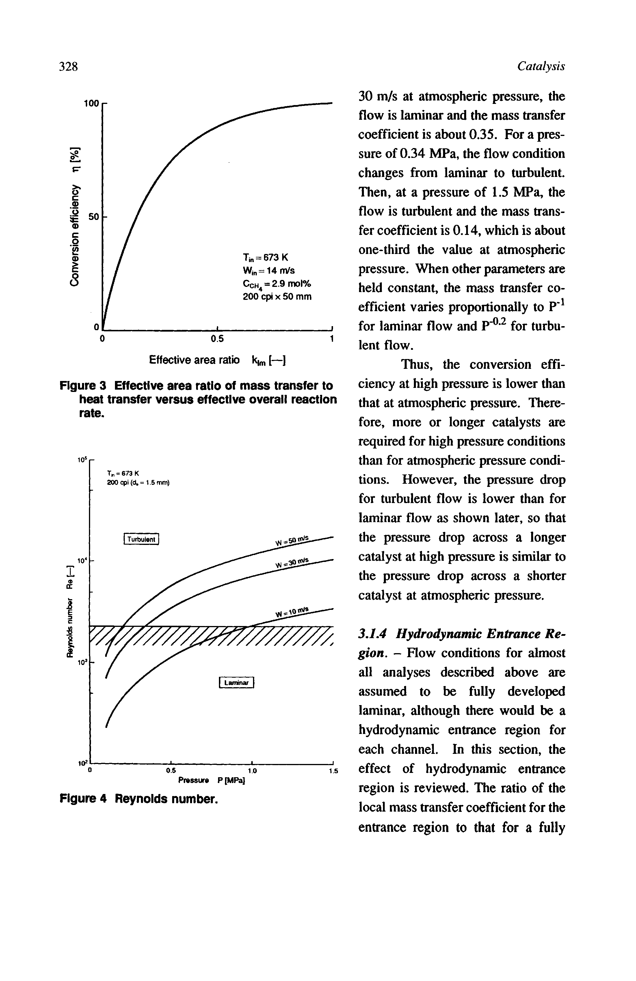 Figure 3 Effective area ratio of mass transfer to heat transfer versus effective overall reaction rate.