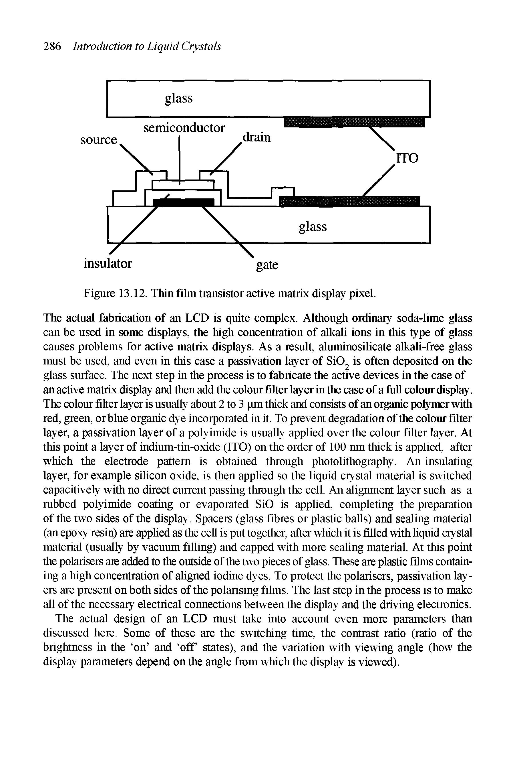 Figure 13.12. Thin film transistor active matrix display pixel.