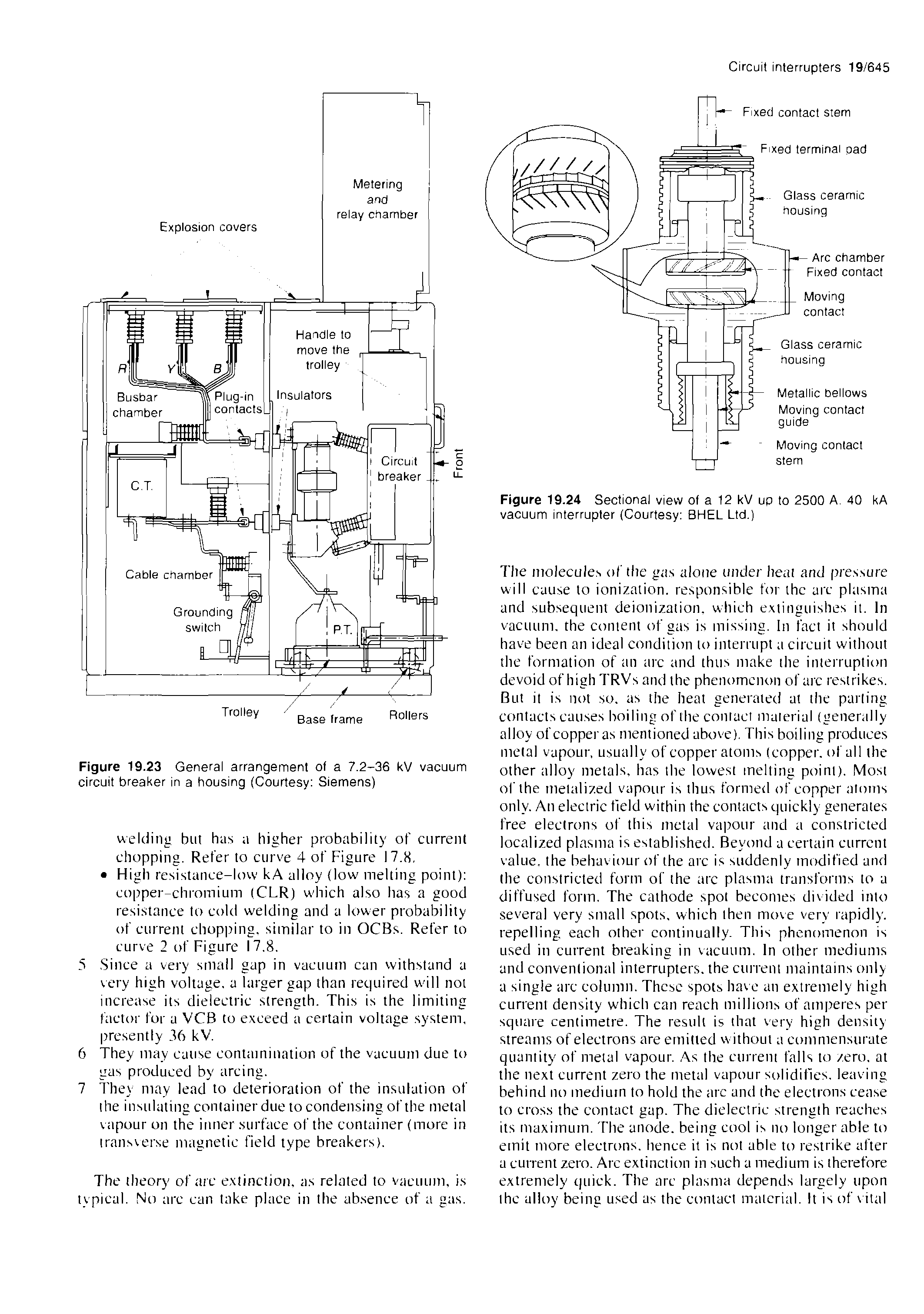 Figure 19.23 General arrangement of a 7.2-36 kV vacuum circuit breaker in a housing (Courtesy Siemens)...