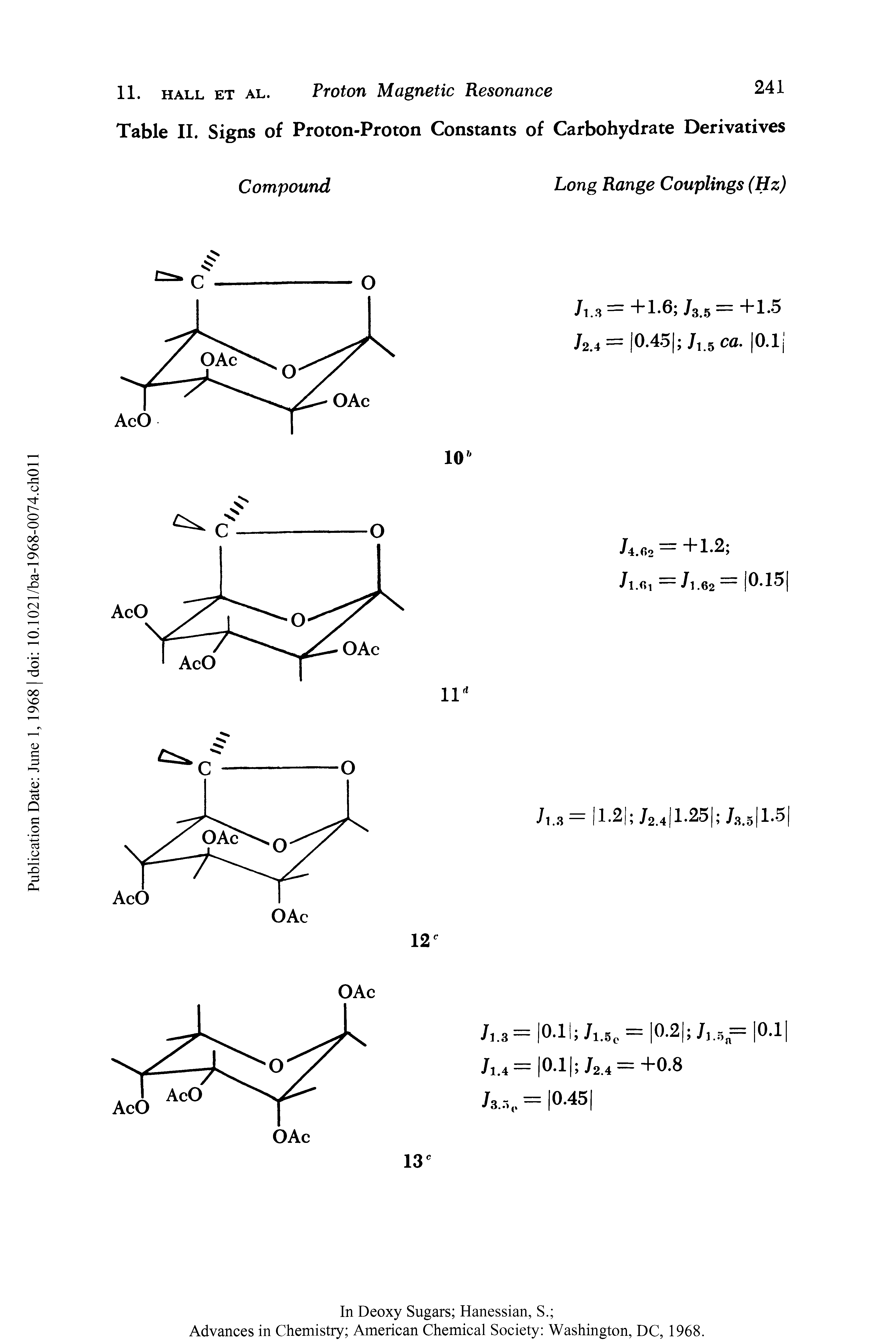 Table II. Signs of Proton-Proton Constants of Carbohydrate Derivatives...