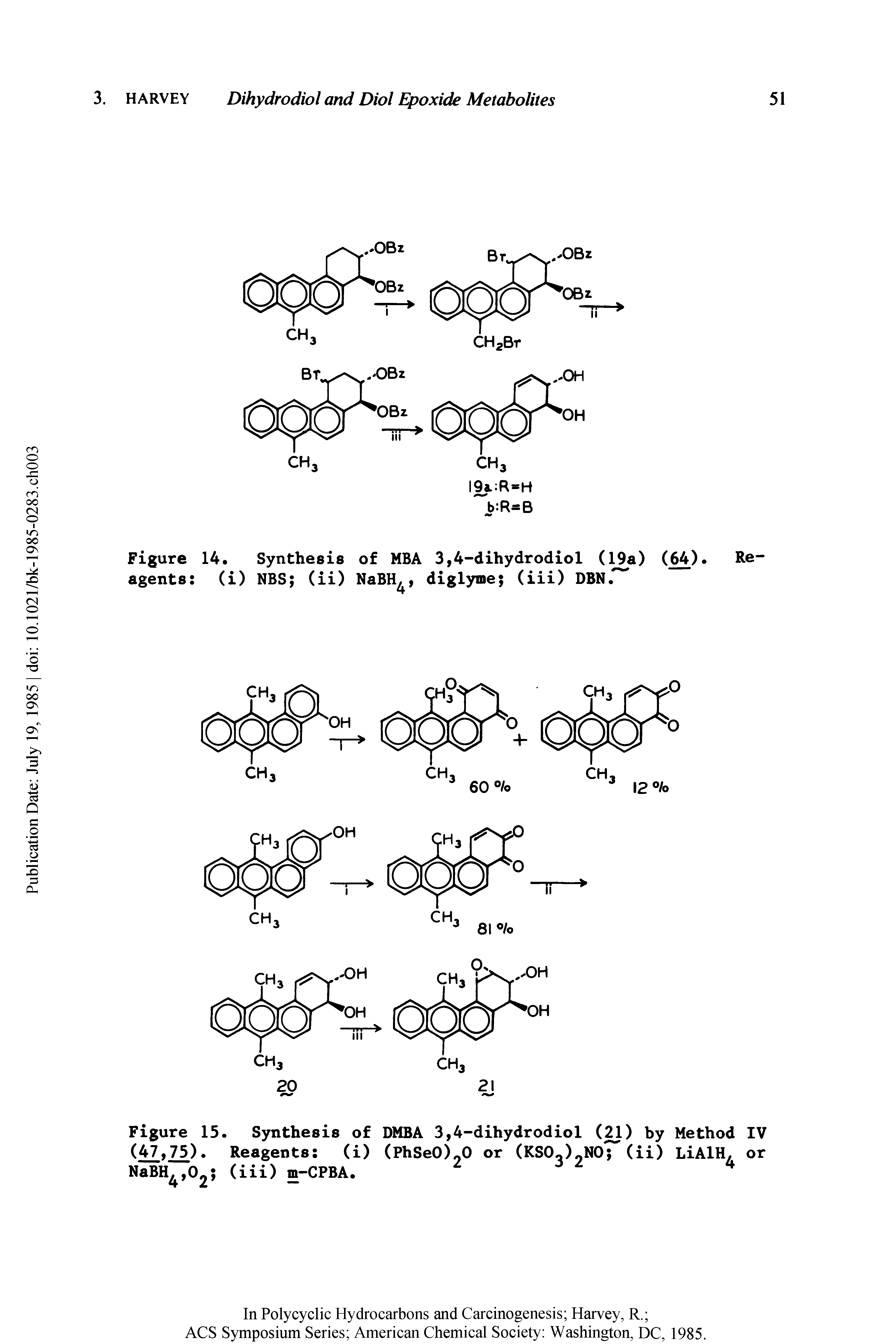 Figure 15. Synthesis of DMBA 3,4-dihydrodiol (21) by Method IV (47,75). Reagents (i) (PhSe0)20 or (KS0 )2N0 (ii) LiAlH, or NaBH4,02 (iii) m-CPBA. 4...