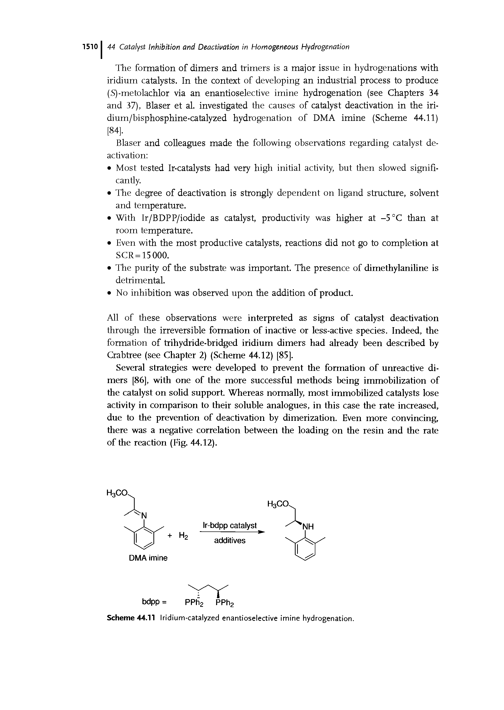 Scheme 44.11 Iridium-catalyzed enantioselective imine hydrogenation.