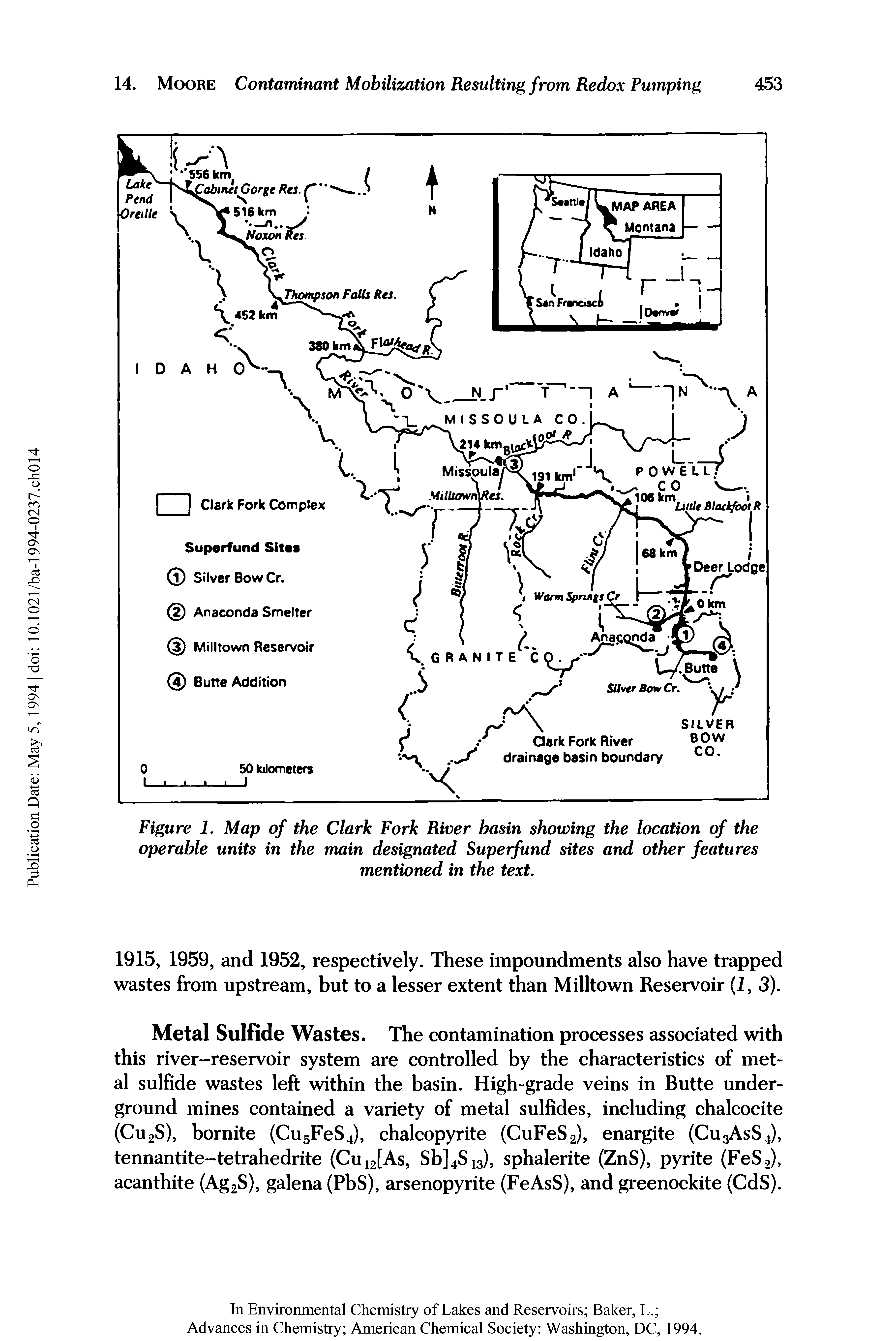 Figure 1. Map of the Clark Fork River basin showing the location of the operable units in the main designated Superfund sites and other features mentioned in the text.