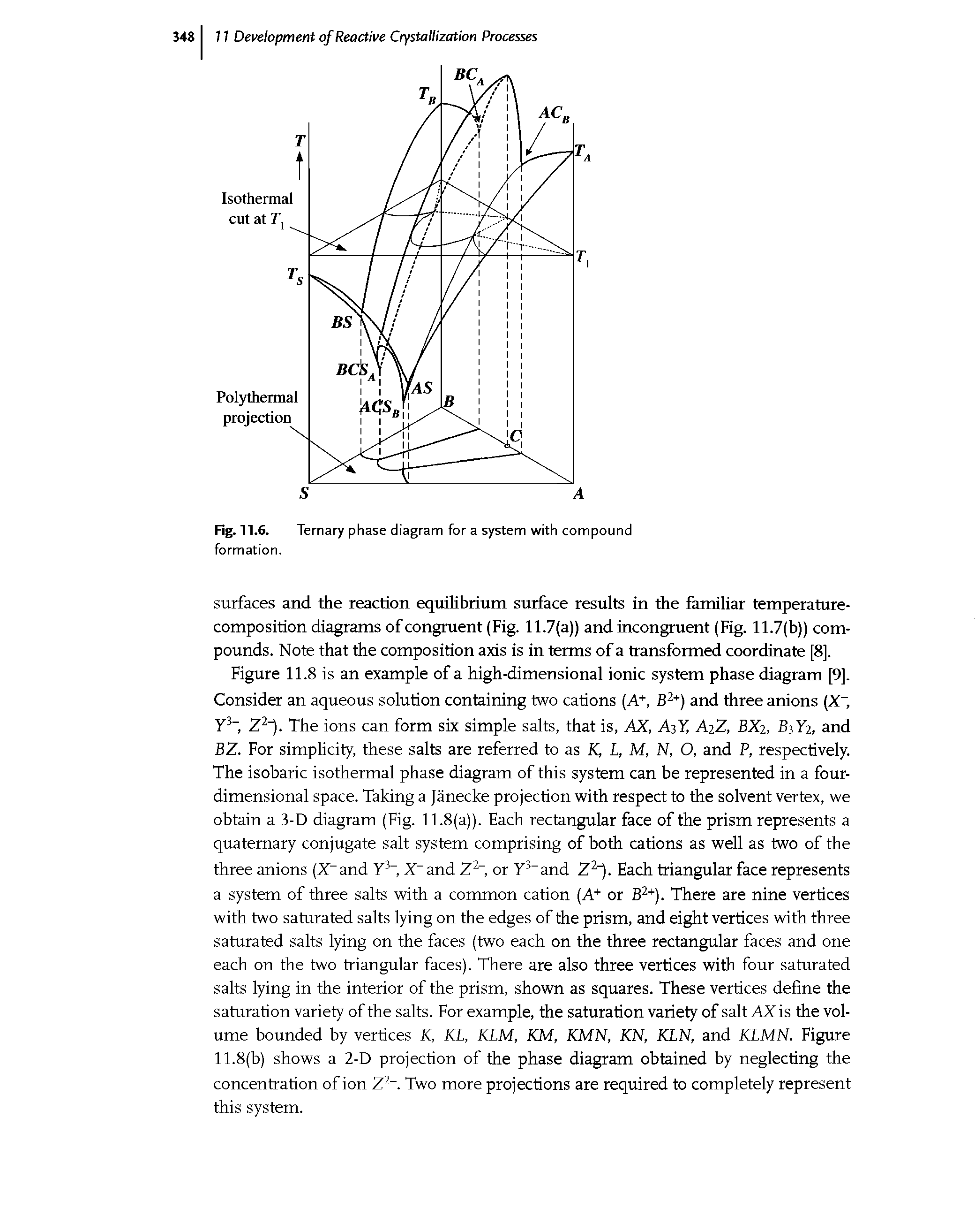 Fig. 11.6. Ternary phase diagram for a system with compound formation.