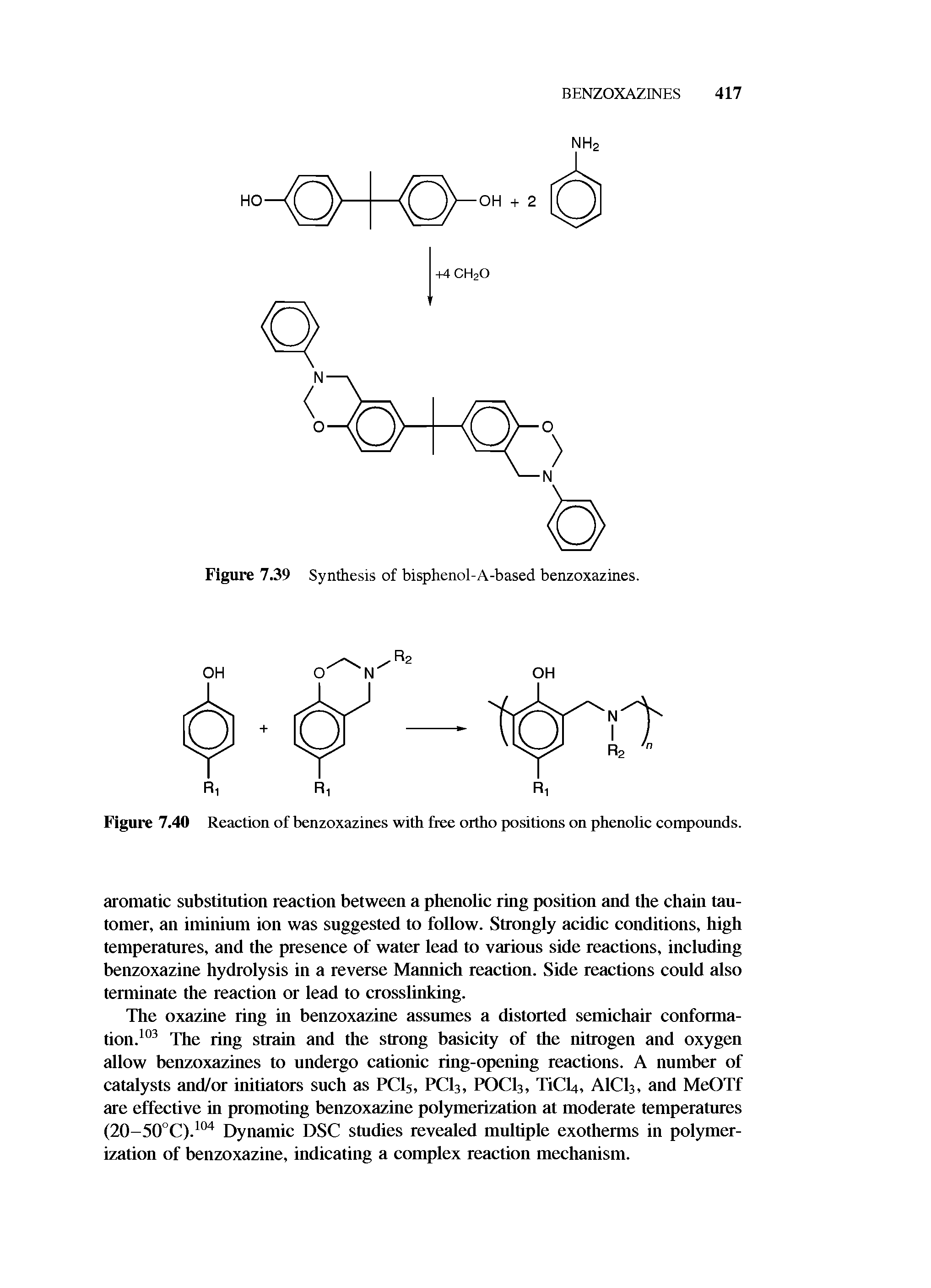 Figure 7.40 Reaction of benzoxazines with free ortho positions on phenolic compounds.