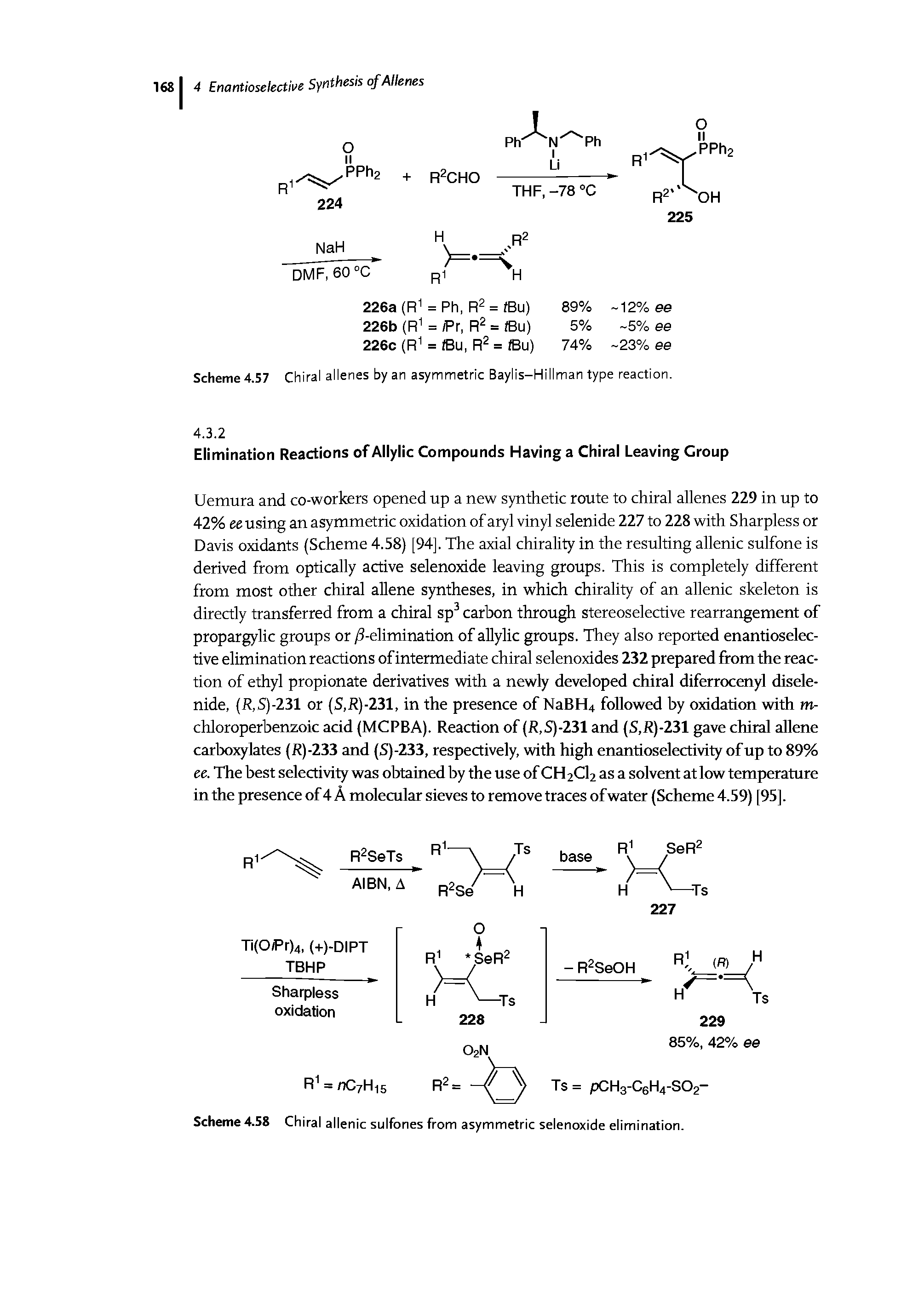 Scheme 4.58 Chiral allenic sulfones from asymmetric selenoxide elimination.