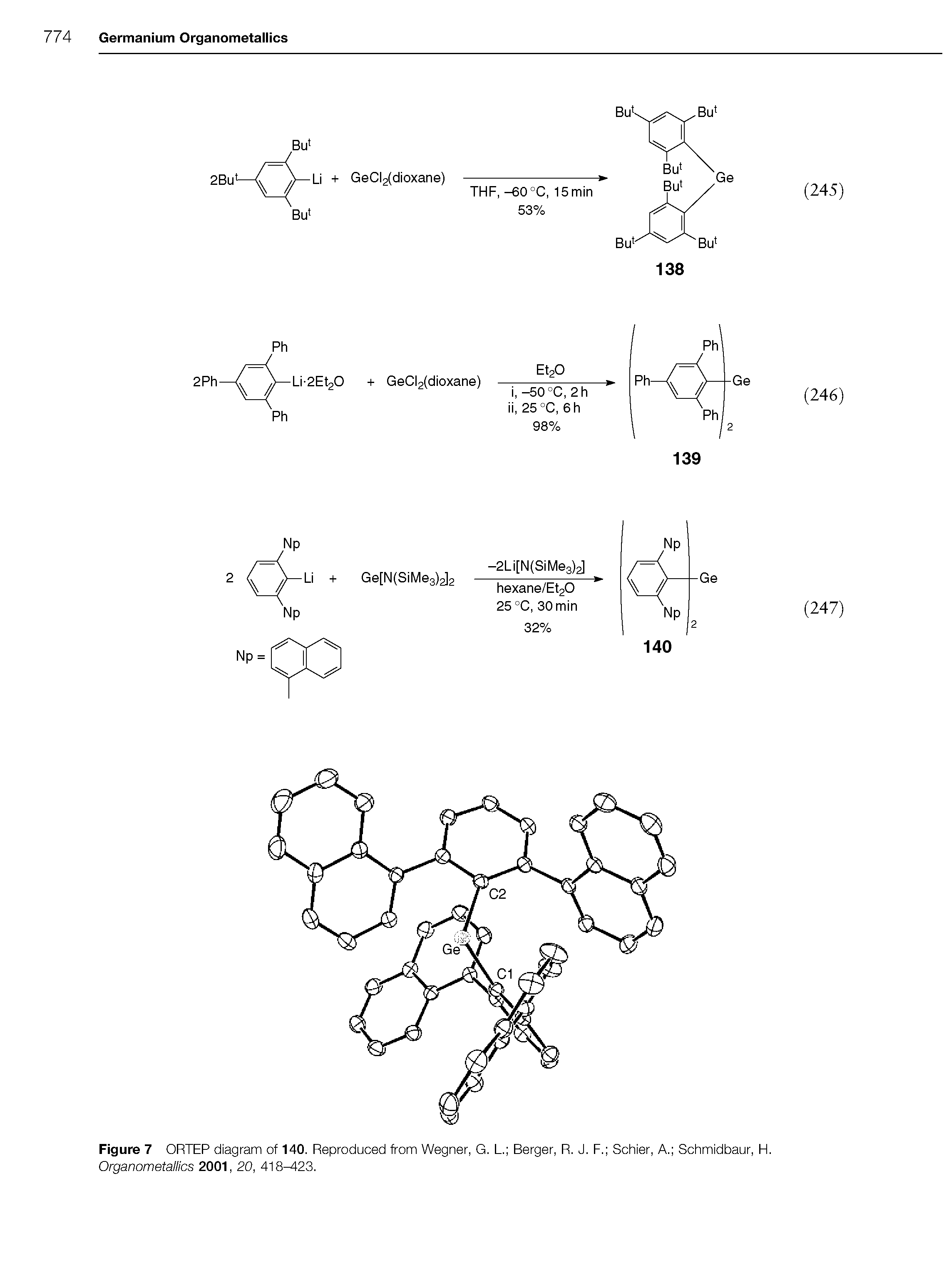 Figure 7 ORTEP diagram of 140. Reproduced from Wegner, G. L. Berger, R. J. F. Schier, A. Schmidbaur, H. Organometallics 2001, 20, 418 f23.