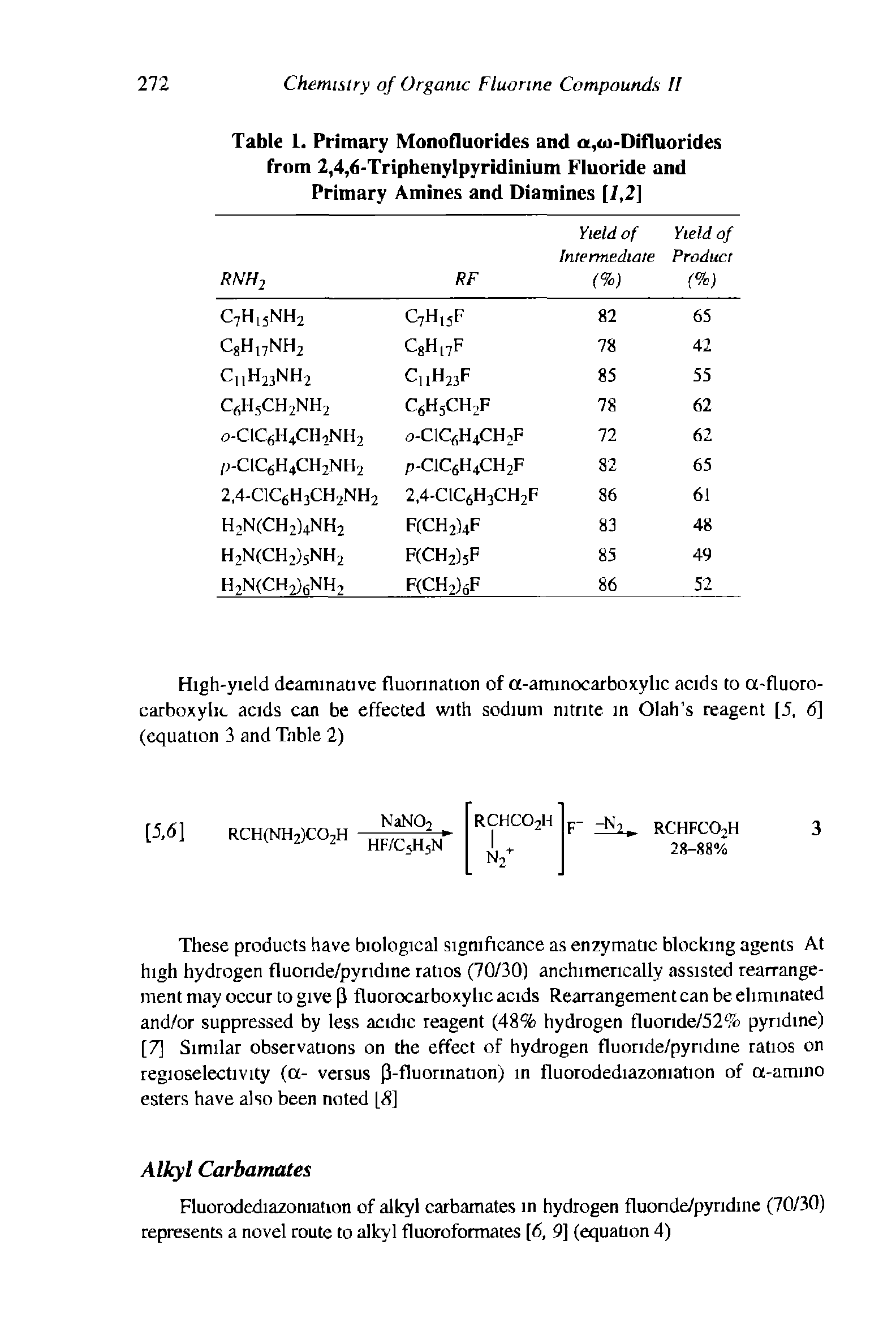 Table 1. Primary Monofluorides and a,oi-Difluorides from 2,4,6-Triphenylpyridinium Fluoride and Primary Amines and Diamines [1,2]...