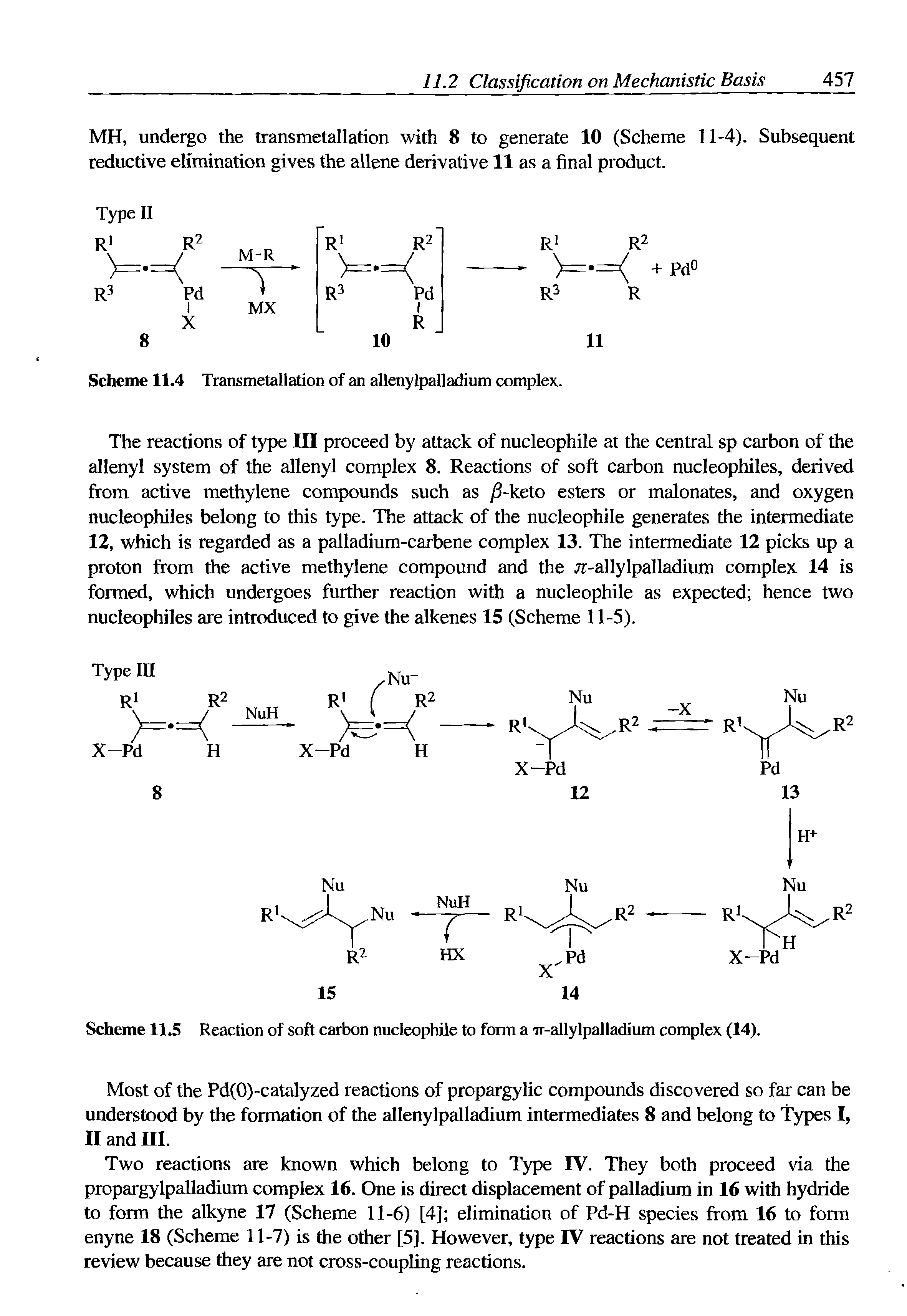 Scheme 11.5 Reaction of soft carbon nucleophile to fomi a Tr-allylpalladium complex (14).