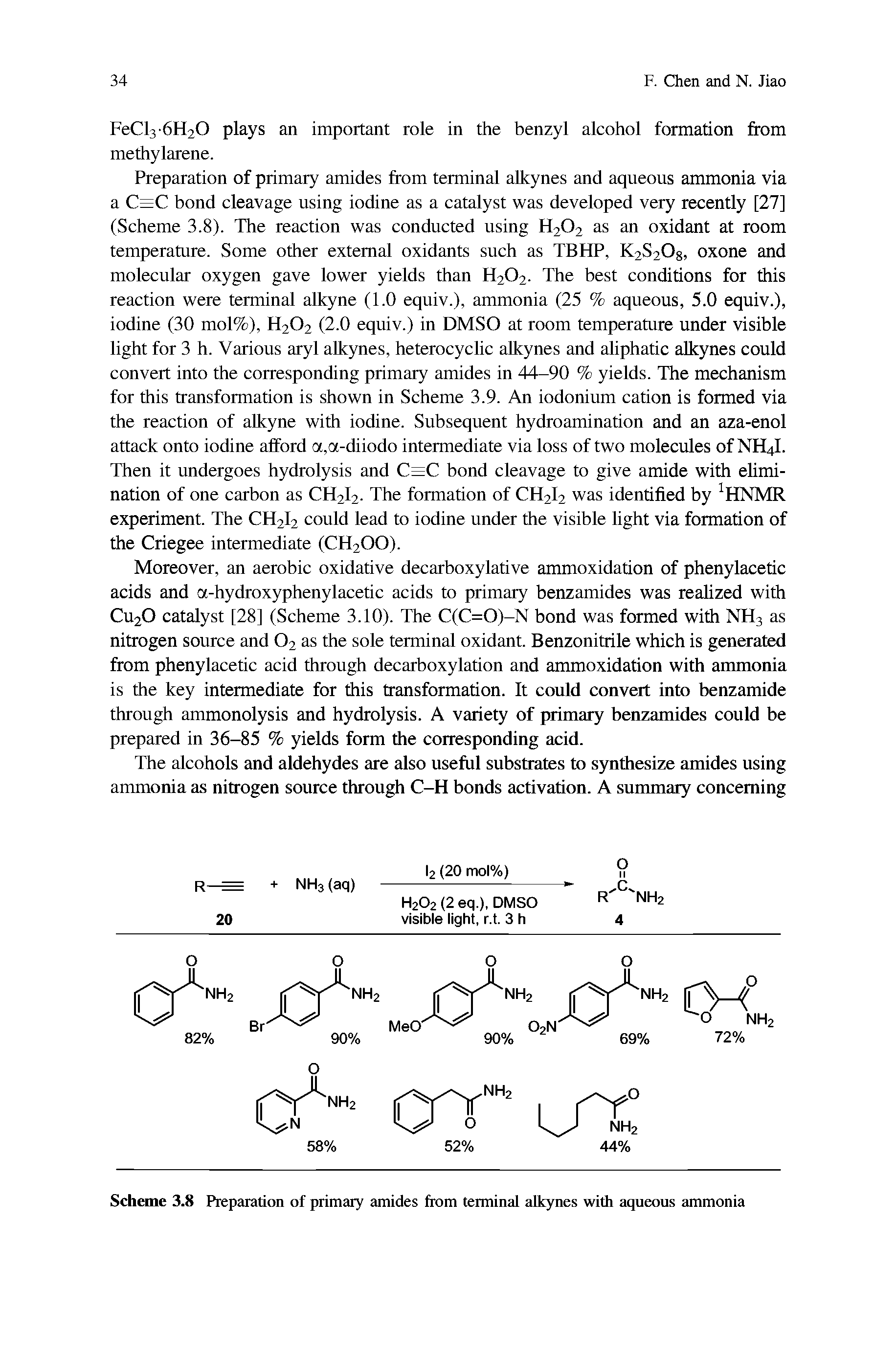 Scheme 3.8 Preparation of primary amides from terminal alkynes with aqueous ammonia...