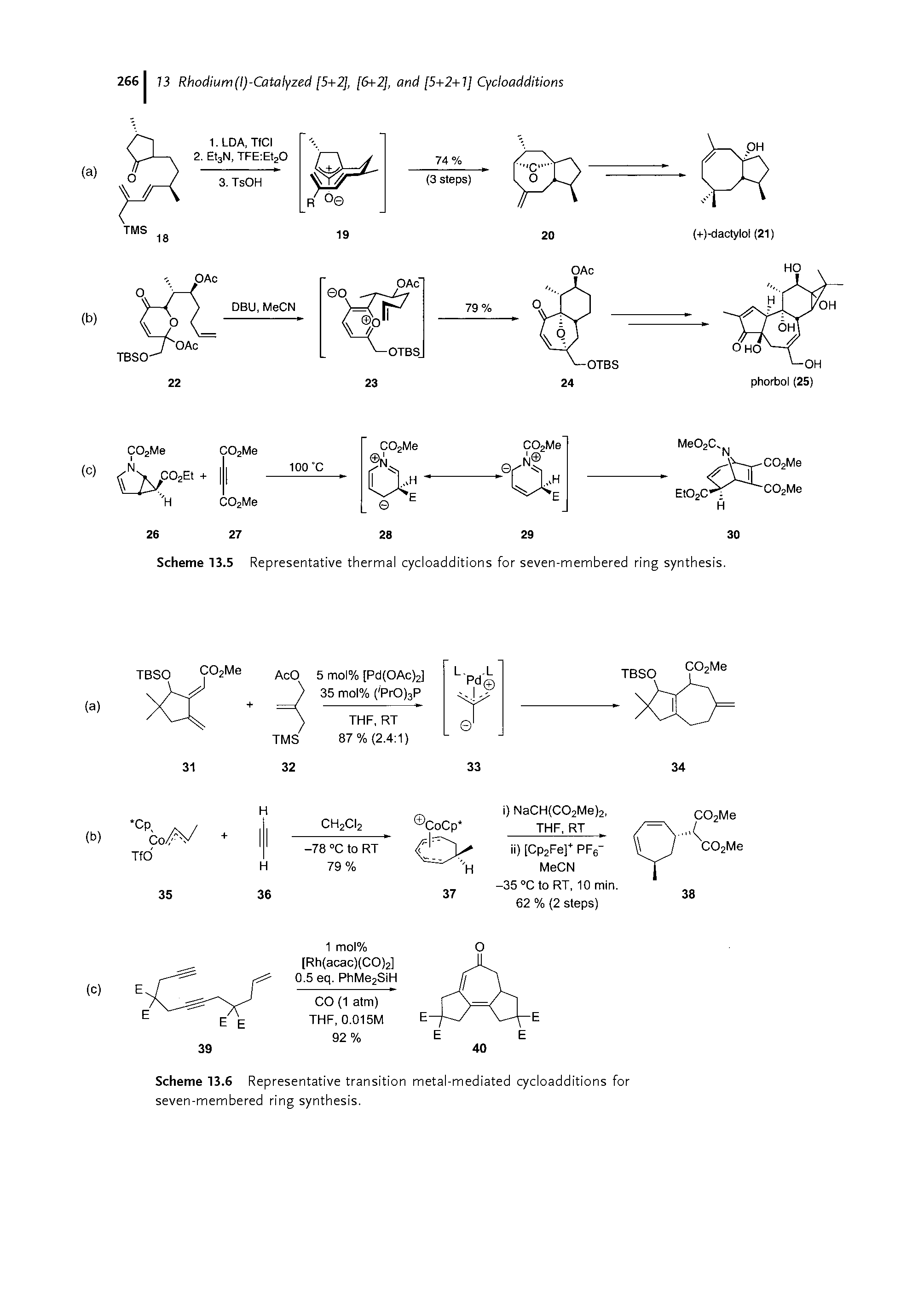 Scheme 13.6 Representative transition metal-mediated cycloadditions for seven-membered ring synthesis.