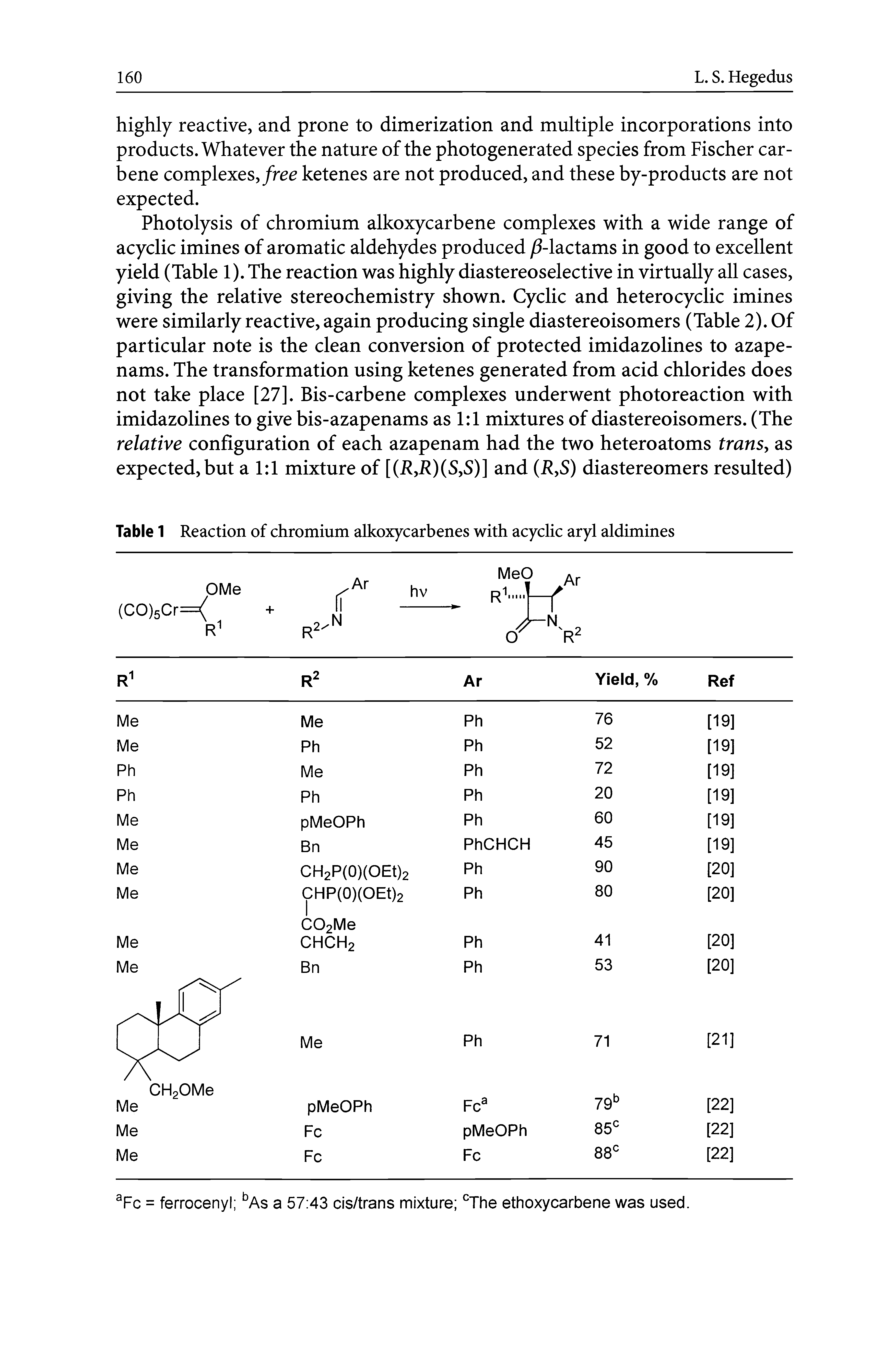 Table 1 Reaction of chromium alkoxycarbenes with acyclic aryl aldimines...