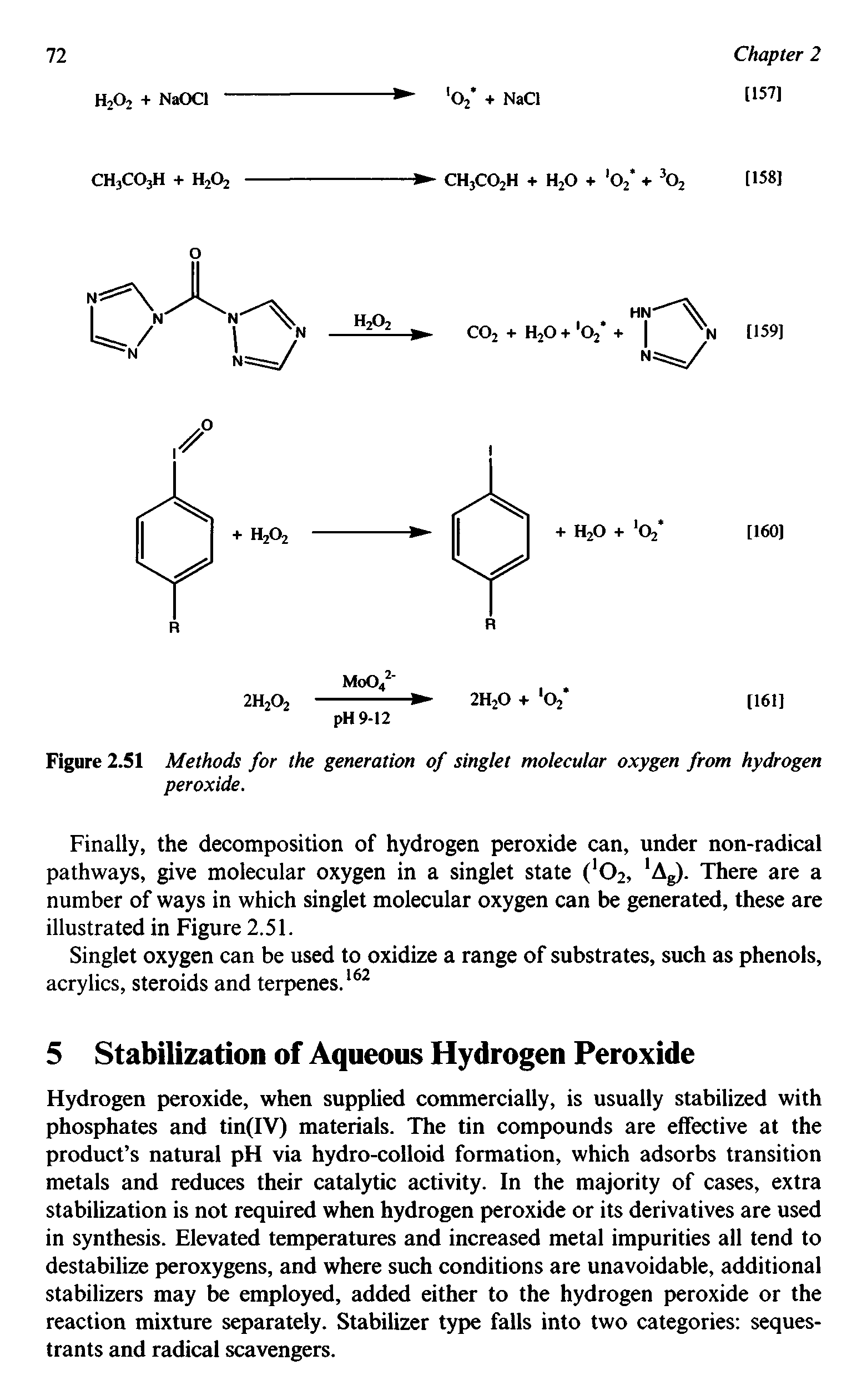 Figure 2.51 Methods for the generation of singlet molecular oxygen from hydrogen peroxide.