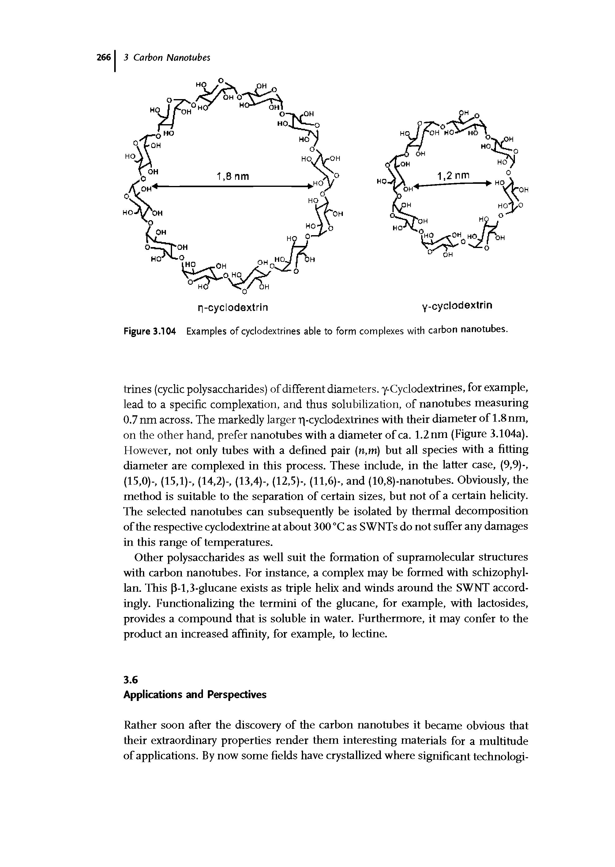 Figure 3.104 Examples of cyclodextrines able to form complexes with carbon nanotubes.