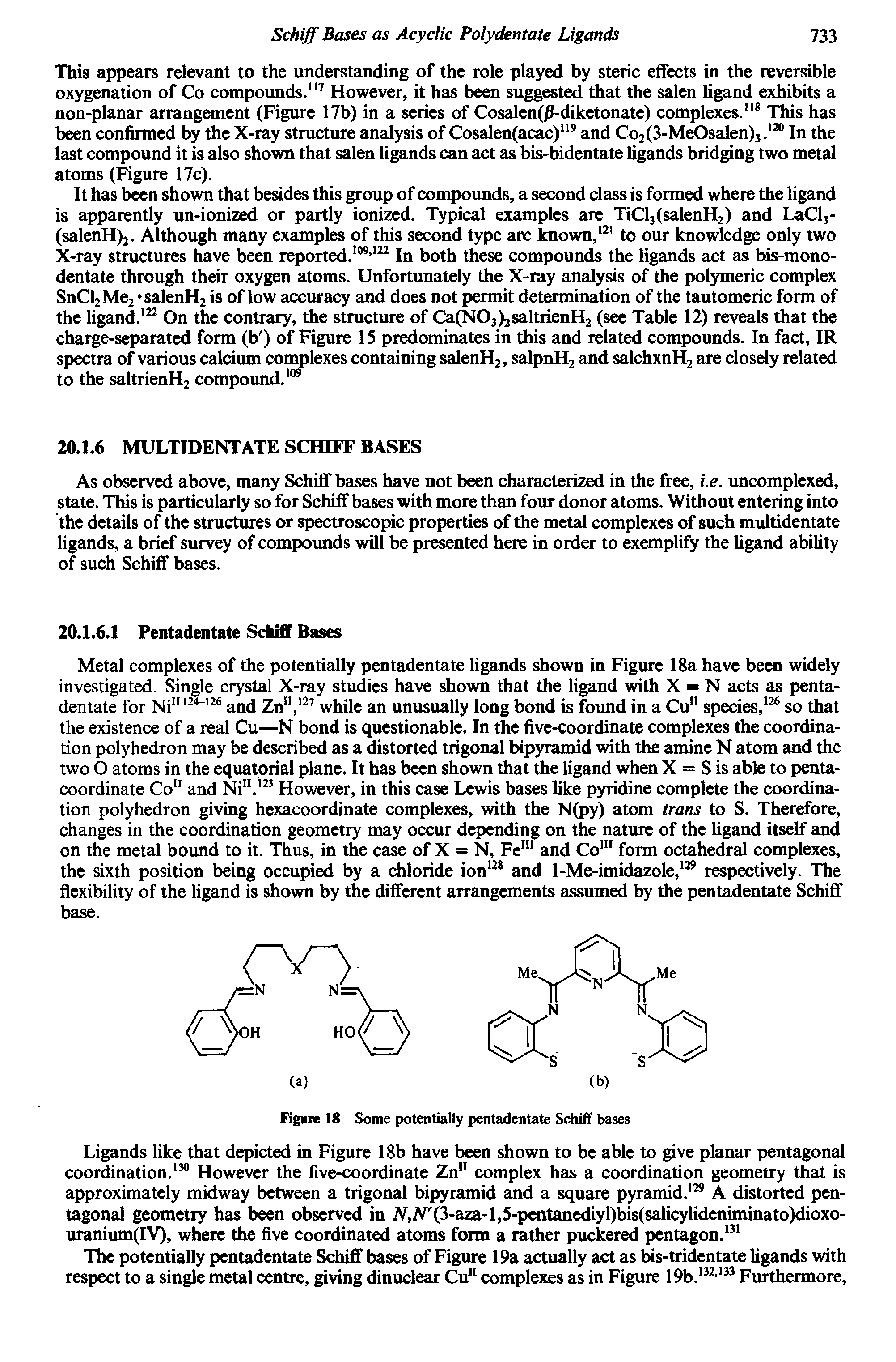 Figure 18 Some potentially pentadentate Schiff bases...