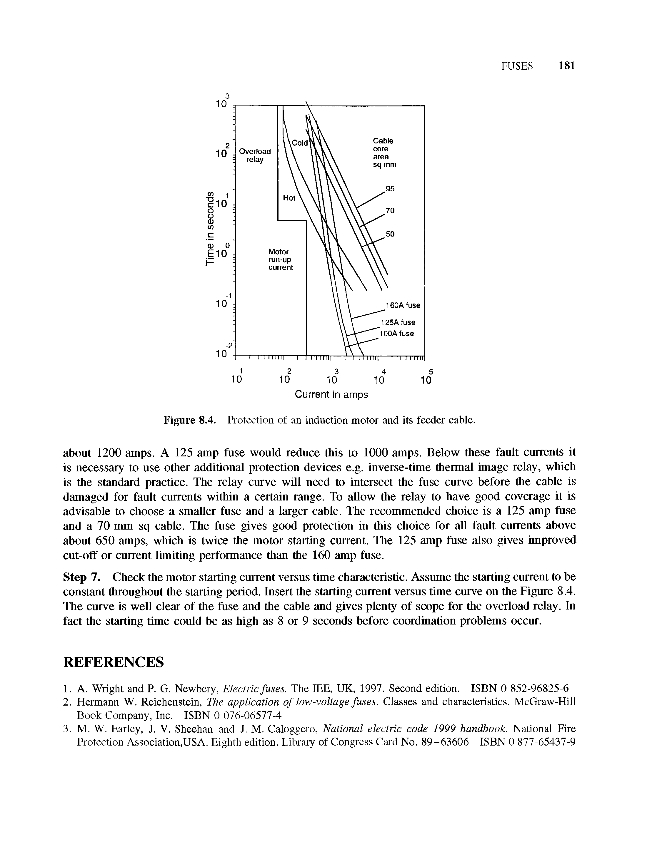 Figure 8.4. Protection of an induction motor and its feeder cable.