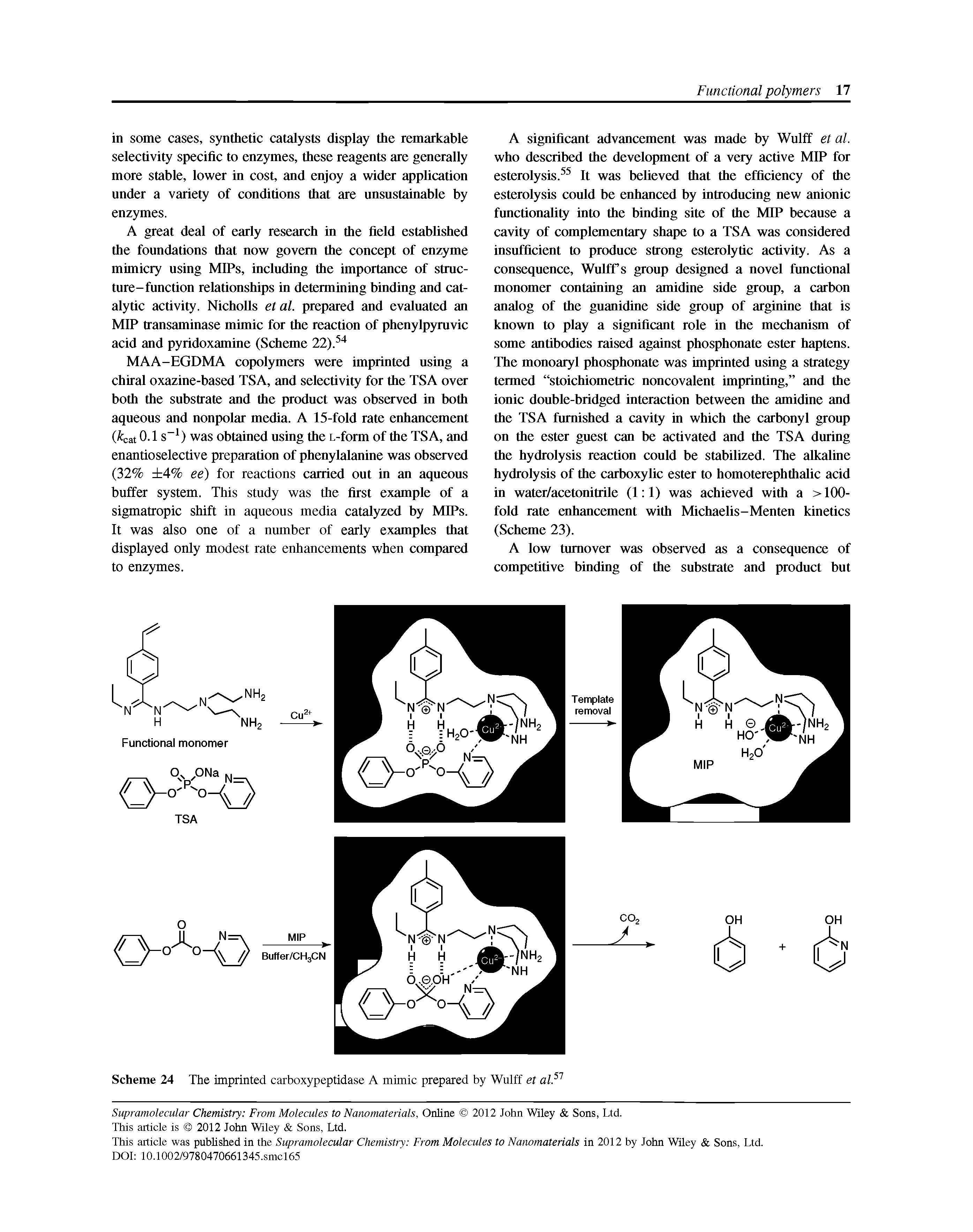 Scheme 24 The imprinted carboxypeptidase A mimic prepared by Wulff et al.