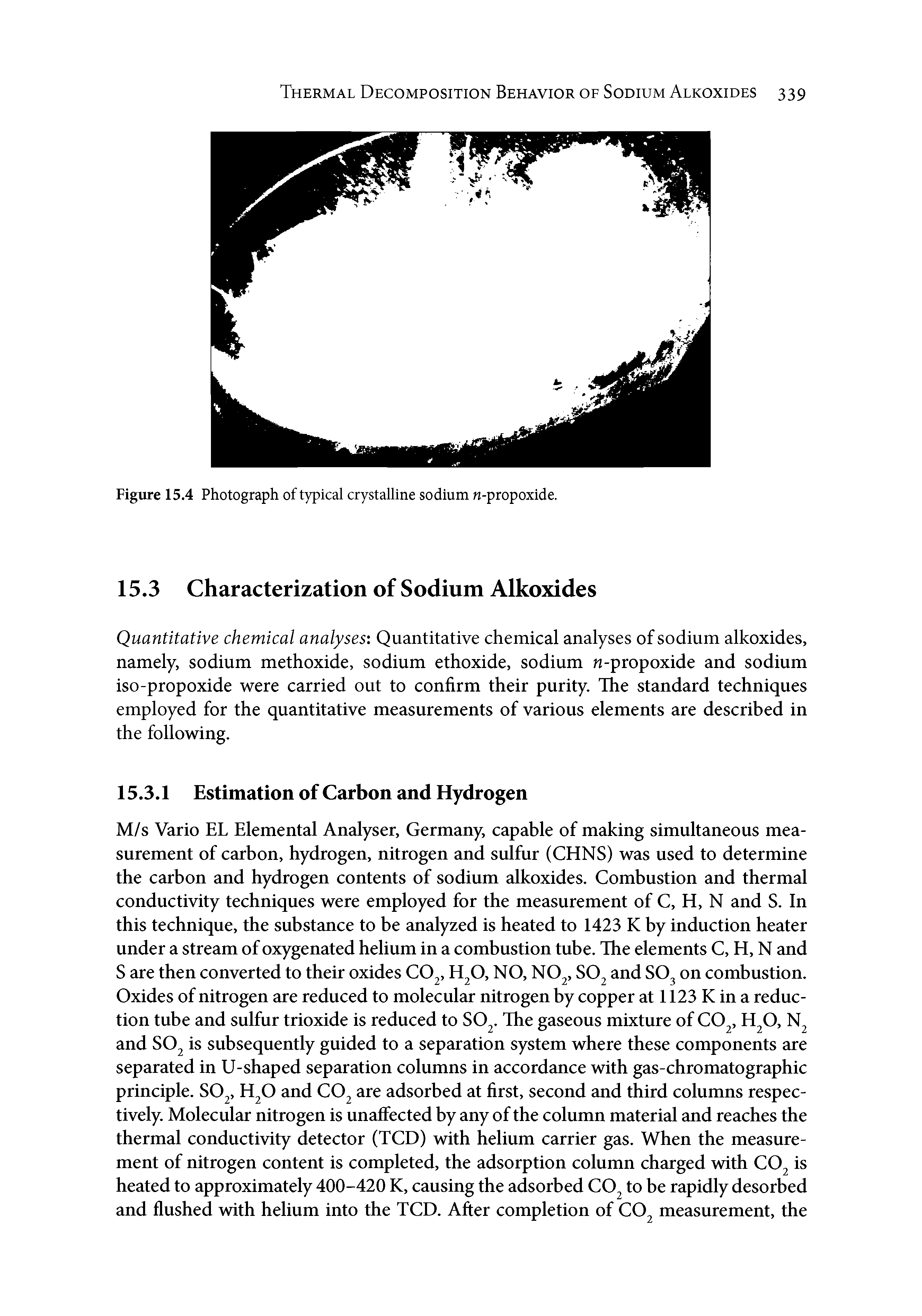 Figure 15.4 Photograph of typical crystalline sodium n-propoxide.