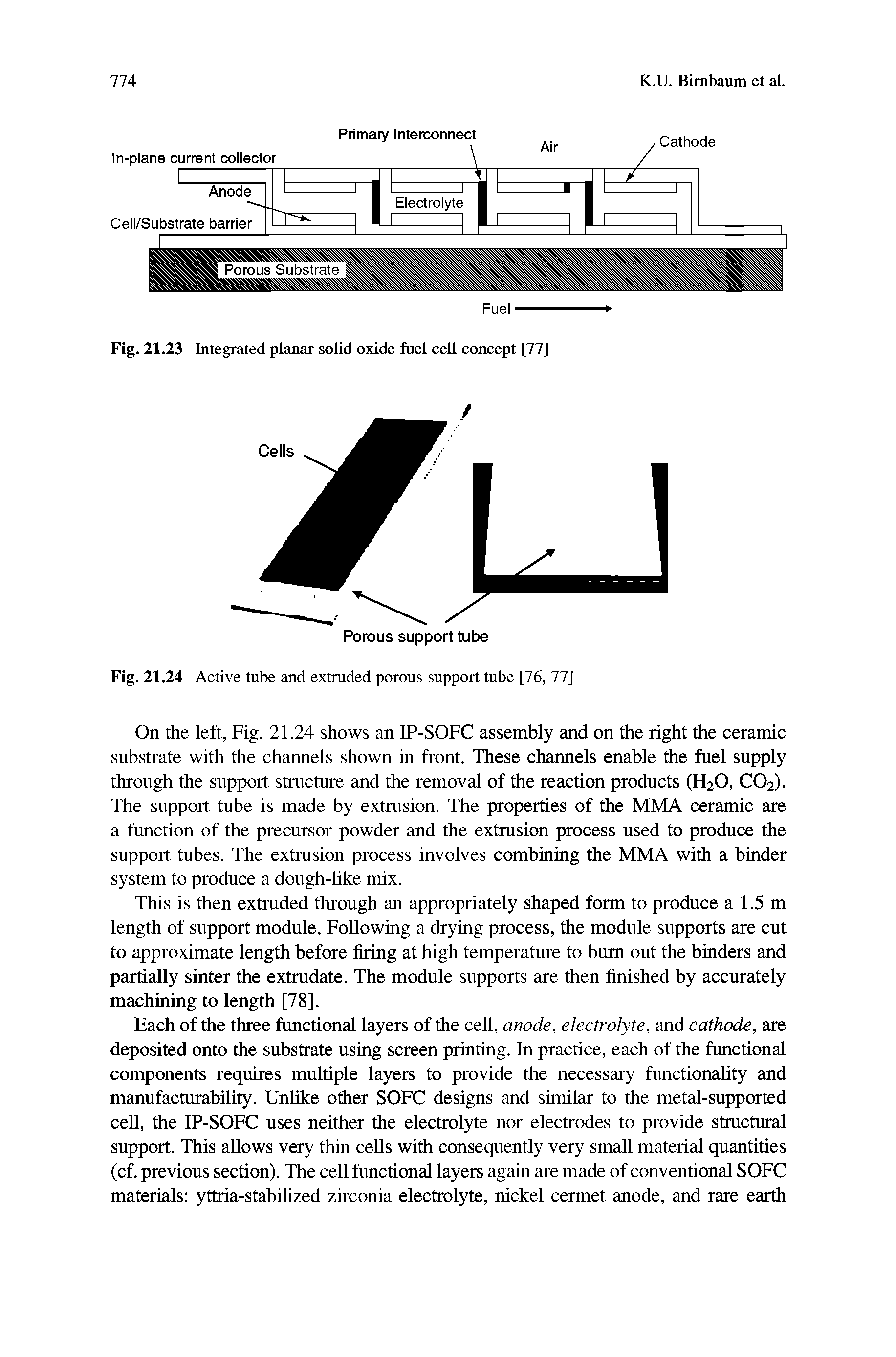 Fig. 21.24 Active tube and extruded porous support tube [76, 77]...