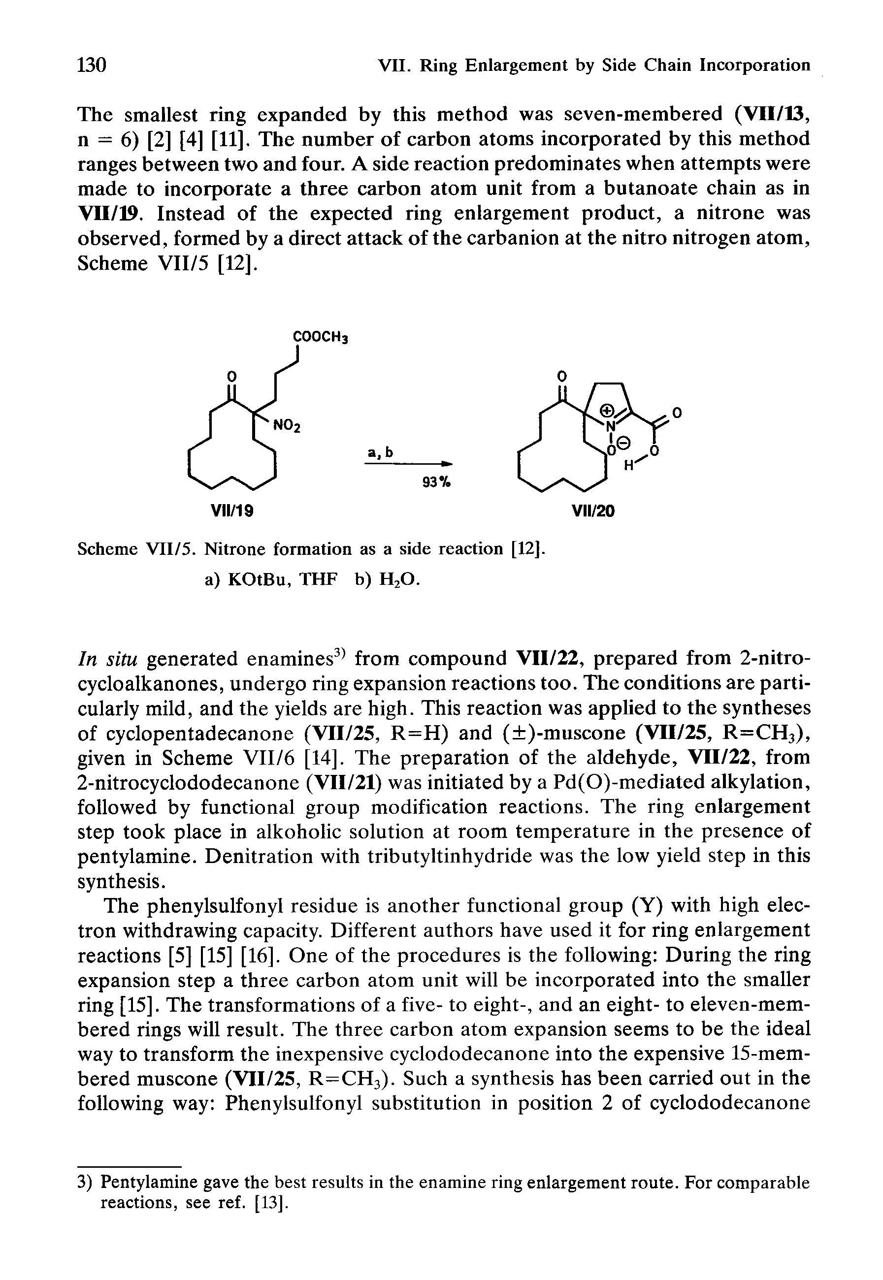 Scheme VII/5. Nitrone formation as a side reaction [12]. a) KOtBu, THF b) H2Q.