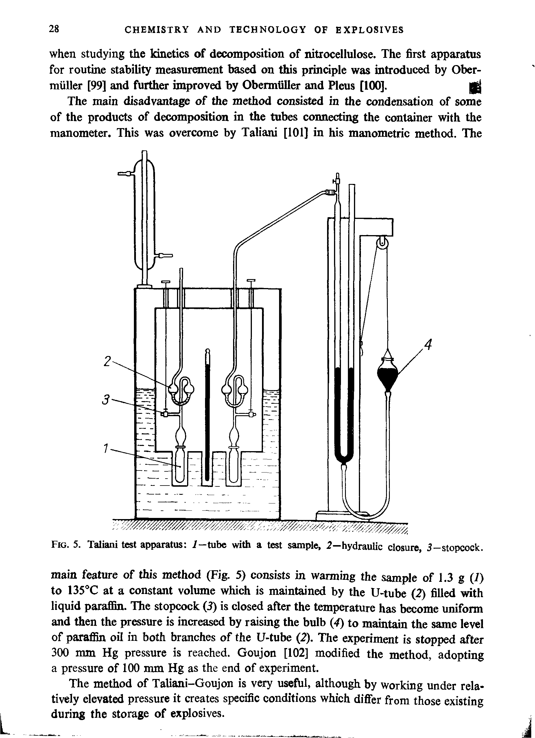Fig. 5. Taliani test apparatus 1—tube with a test sample, 2—hydraulic closure, 3-stopcock.