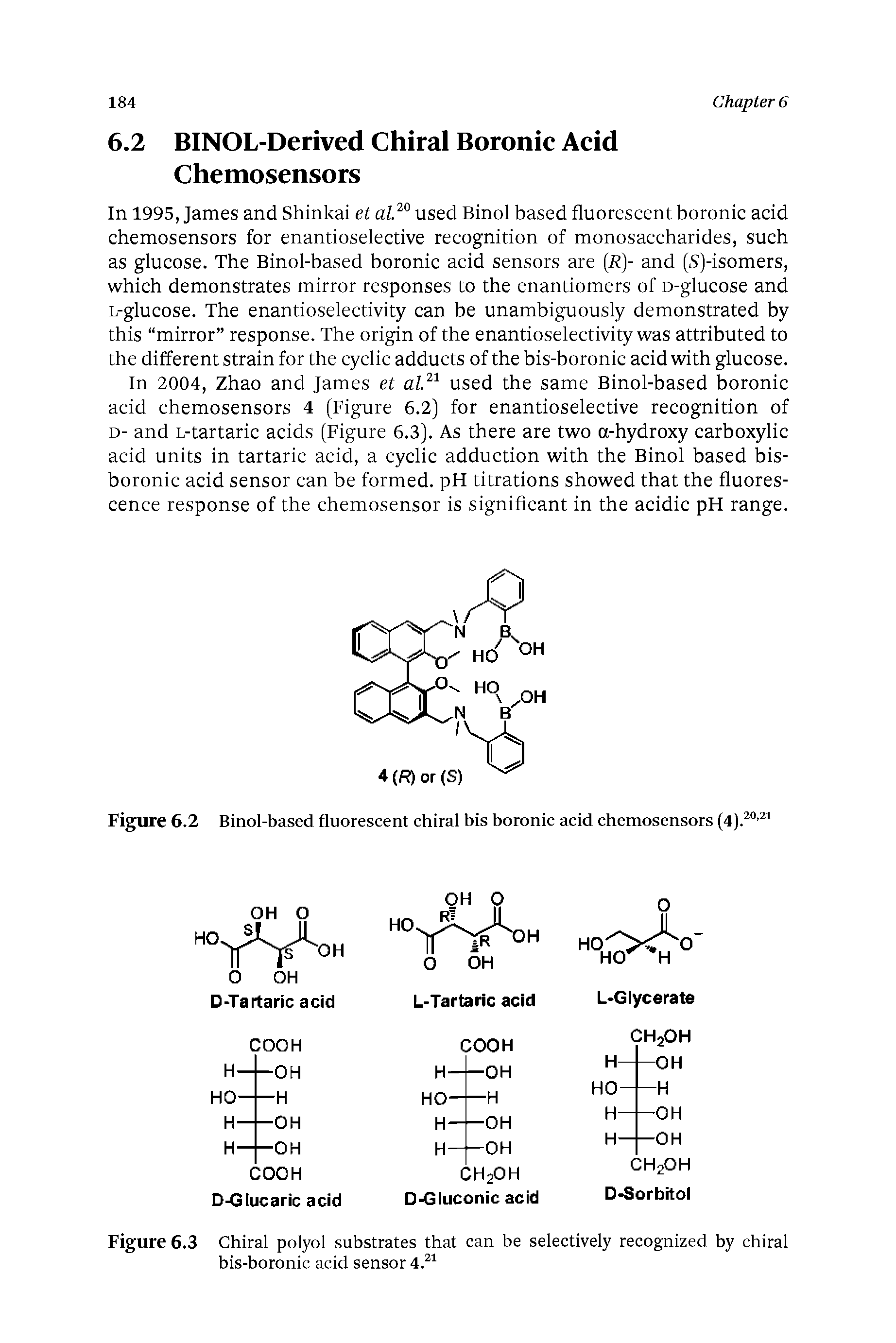 Figure 6.2 Binol-based fluorescent chiral bis boronic acid chemosensors (4).