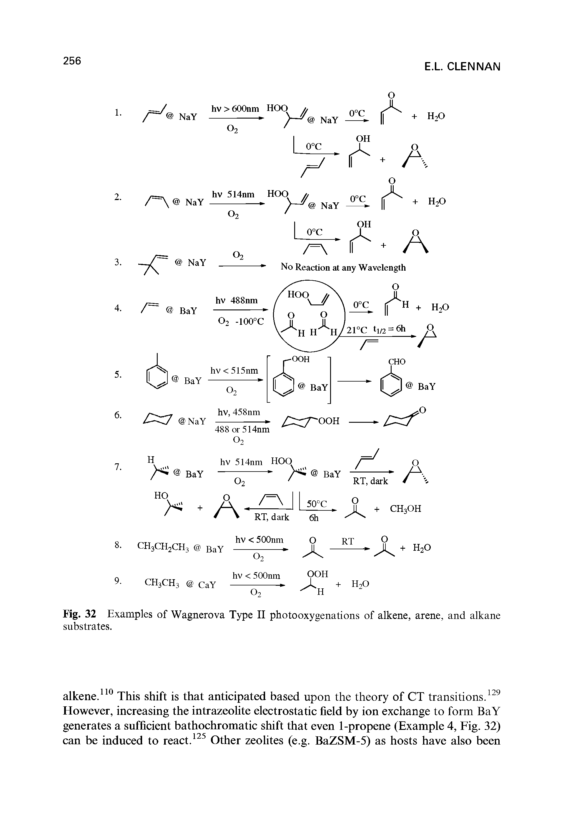 Fig. 32 Examples of Wagnerova Type II photooxygenations of alkene, arene, and alkane substrates.