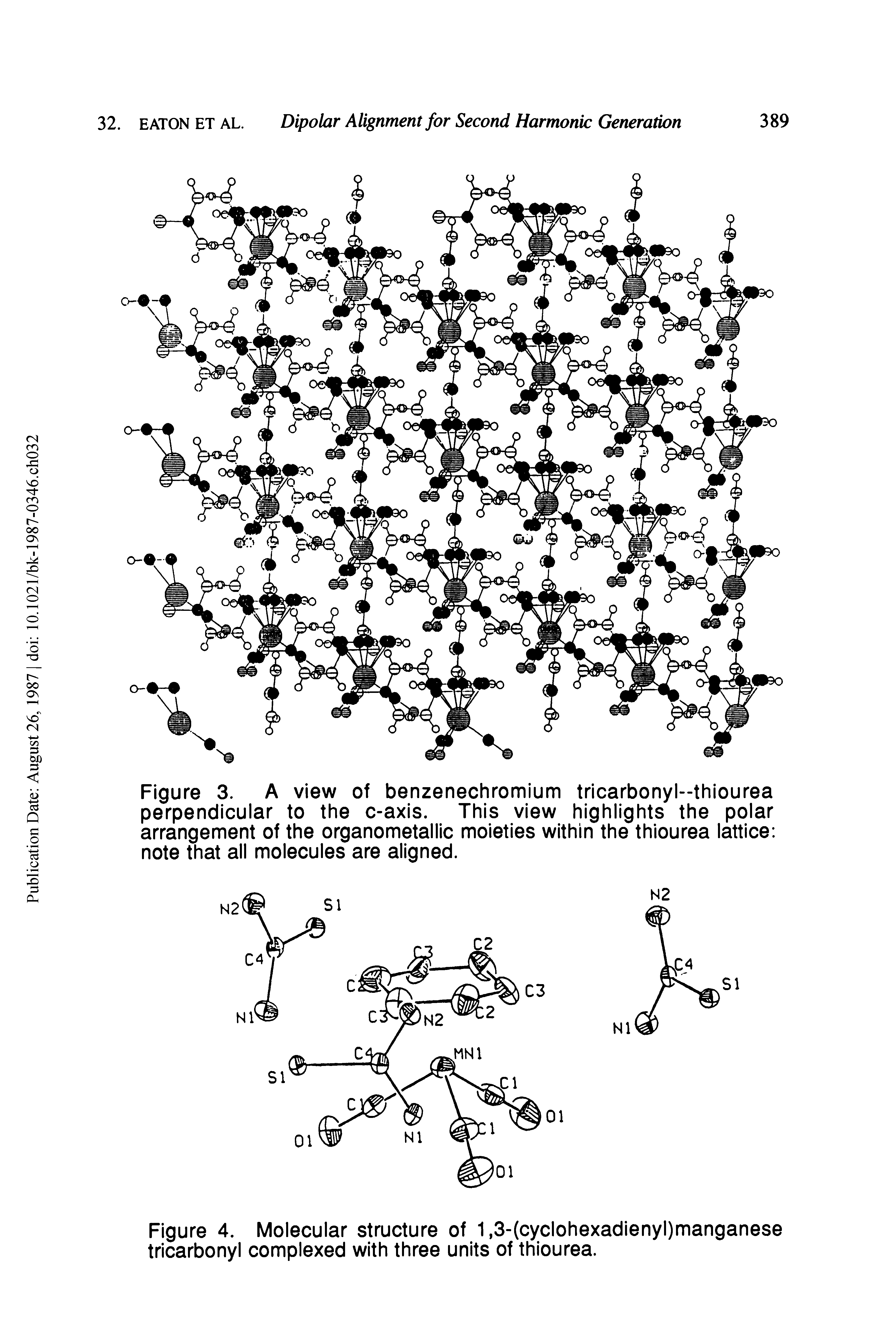 Figure 4. Molecular structure of 1,3- cyclohexadienyl)manganese tricarbonyl complexed with three units of thiourea.