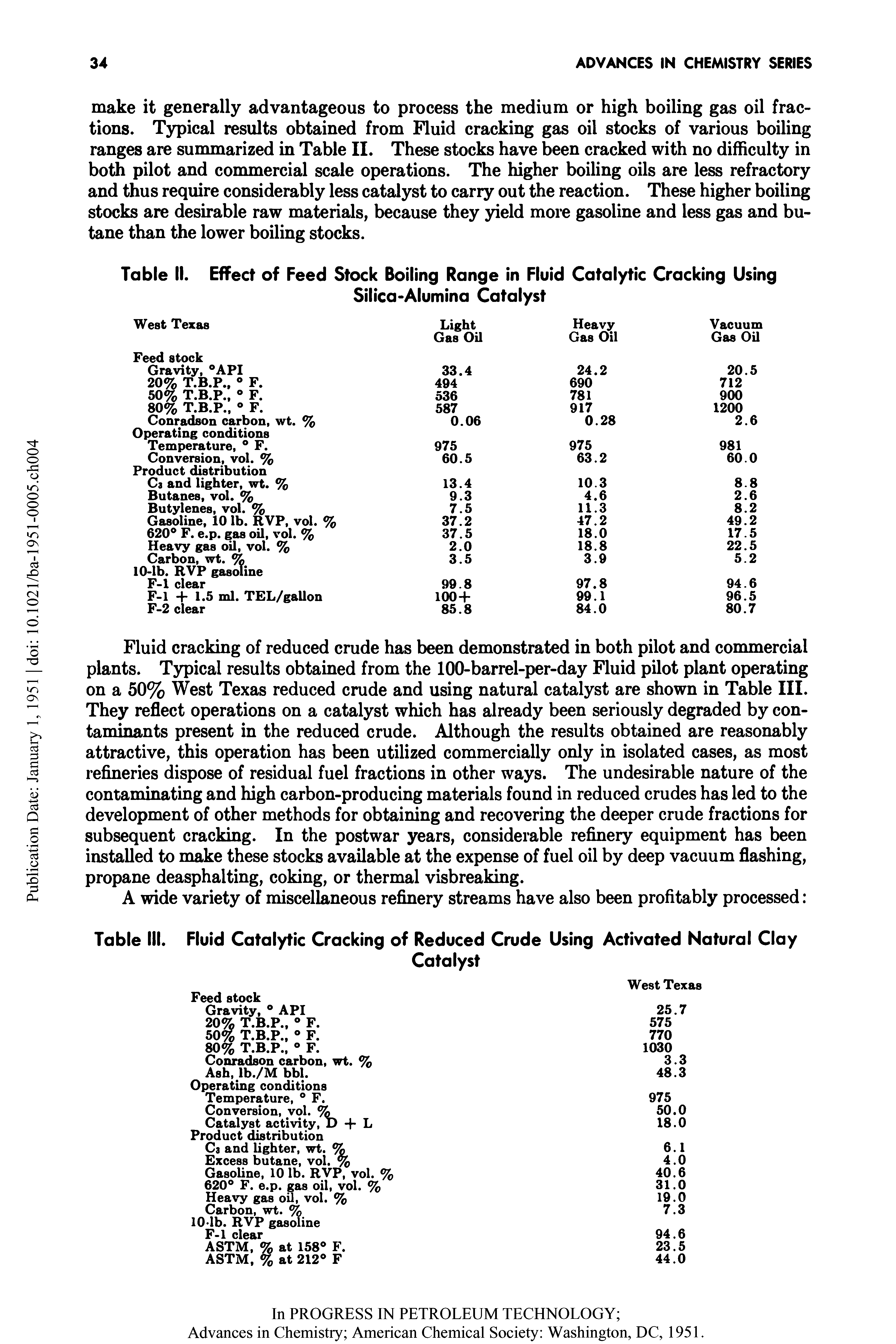 Table III. Fluid Catalytic Cracking of Reduced Crude Using Activated Natural Clay...