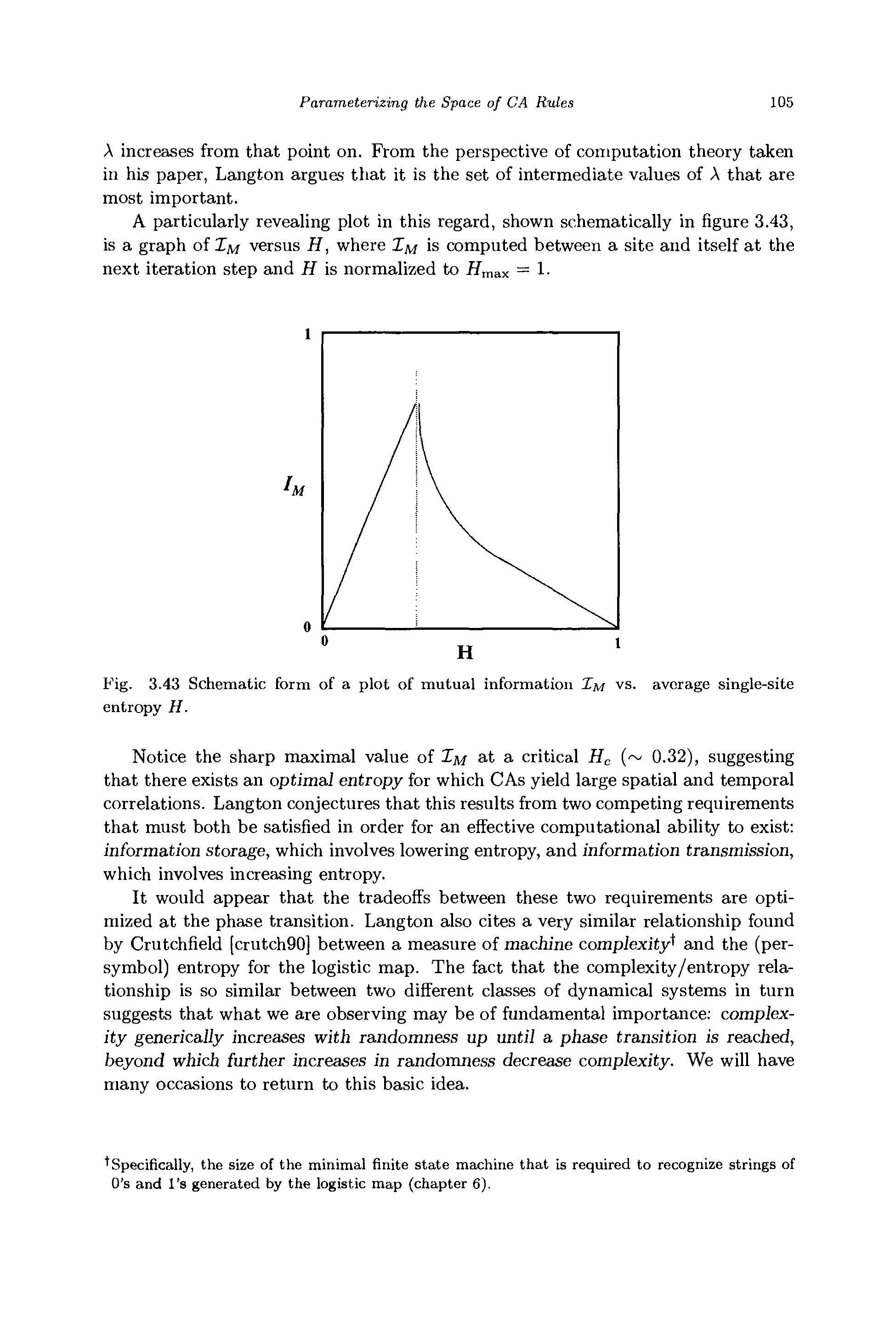 Fig. 3.43 Schematic form of a plot of mutual information Xm vs. average single-site entropy H.