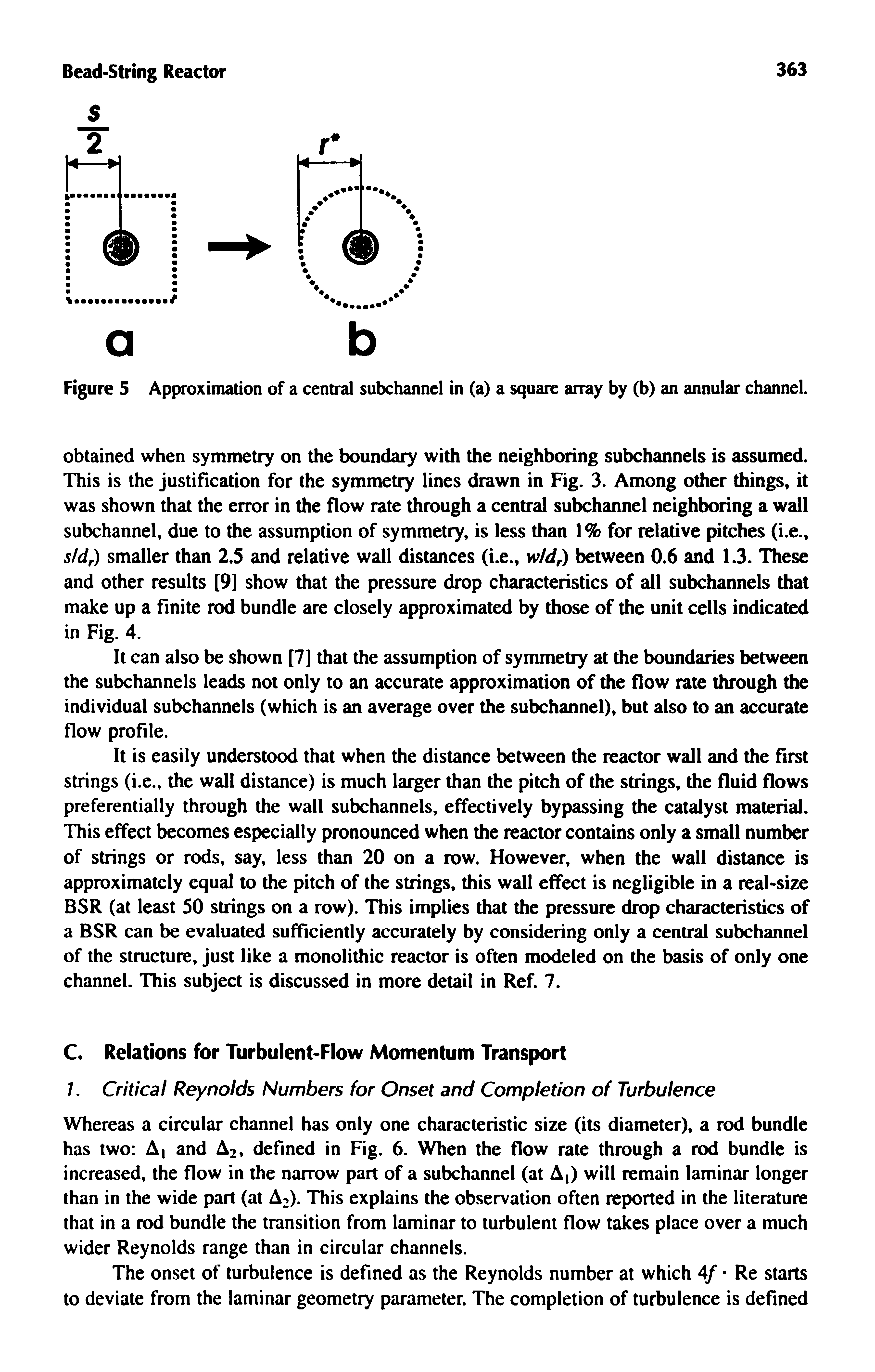 Figure 5 Approximation of a central subchannel in (a) a square array by (b) an annular channel.