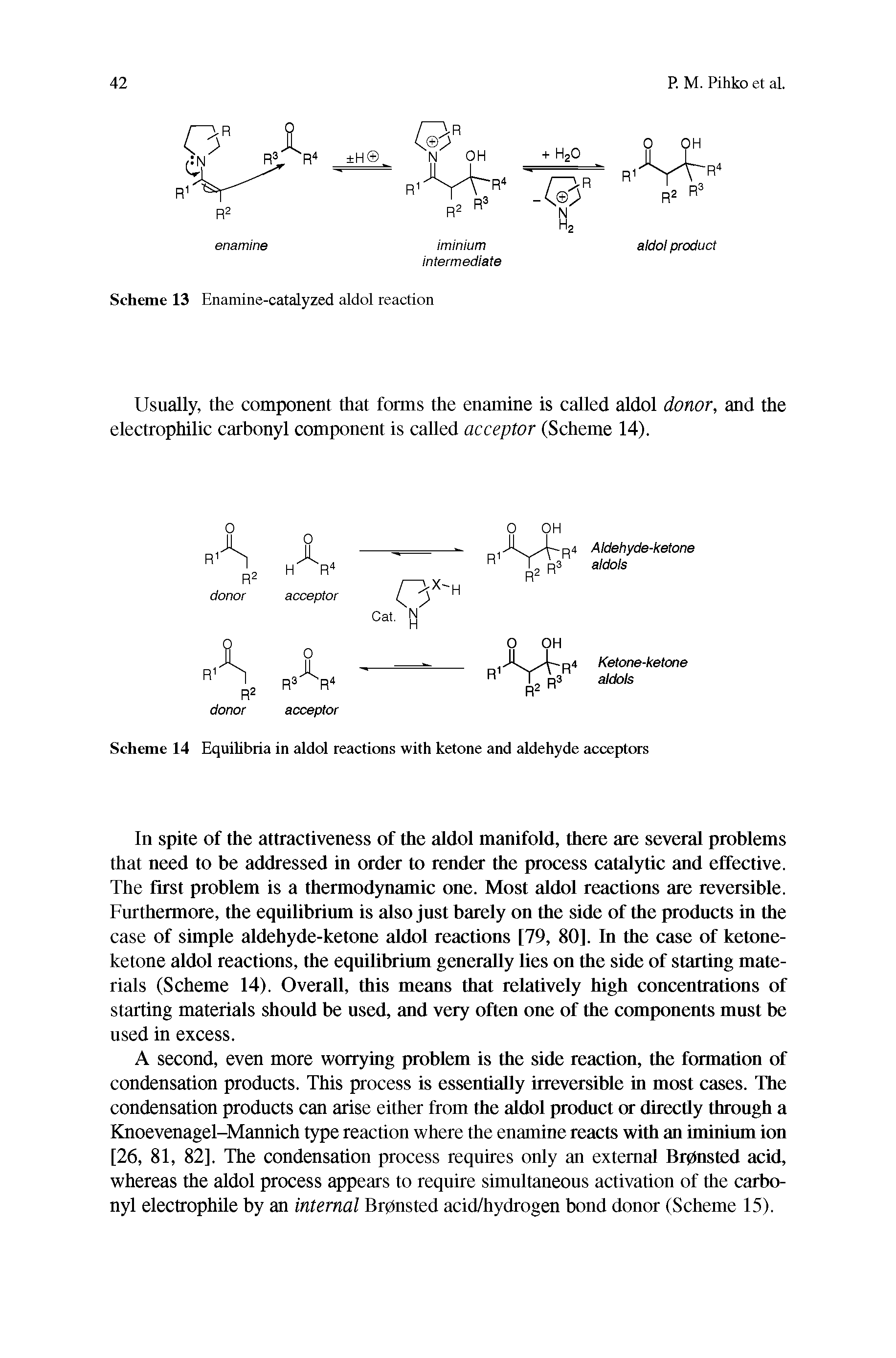 Scheme 14 Equilibria in aldol reactions with ketone and aldehyde acceptors...