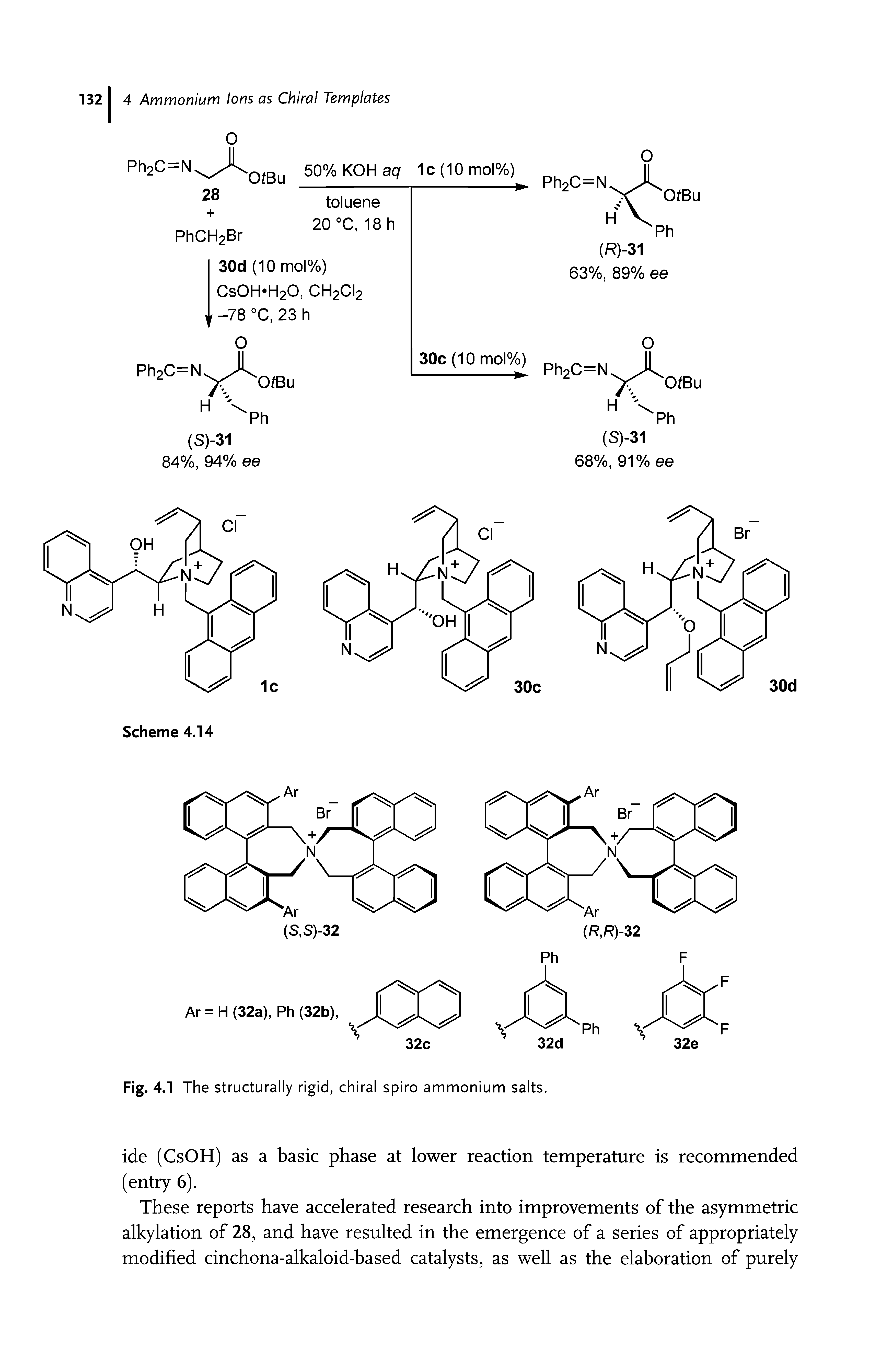 Fig. 4.1 The structurally rigid, chiral spiro ammonium salts.