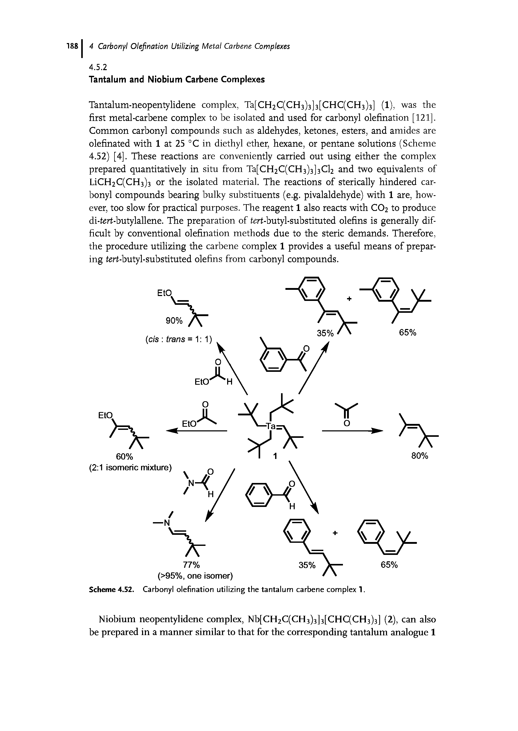 Scheme 4.52. Carbonyl olefination utilizing the tantalum carbene complex 1.