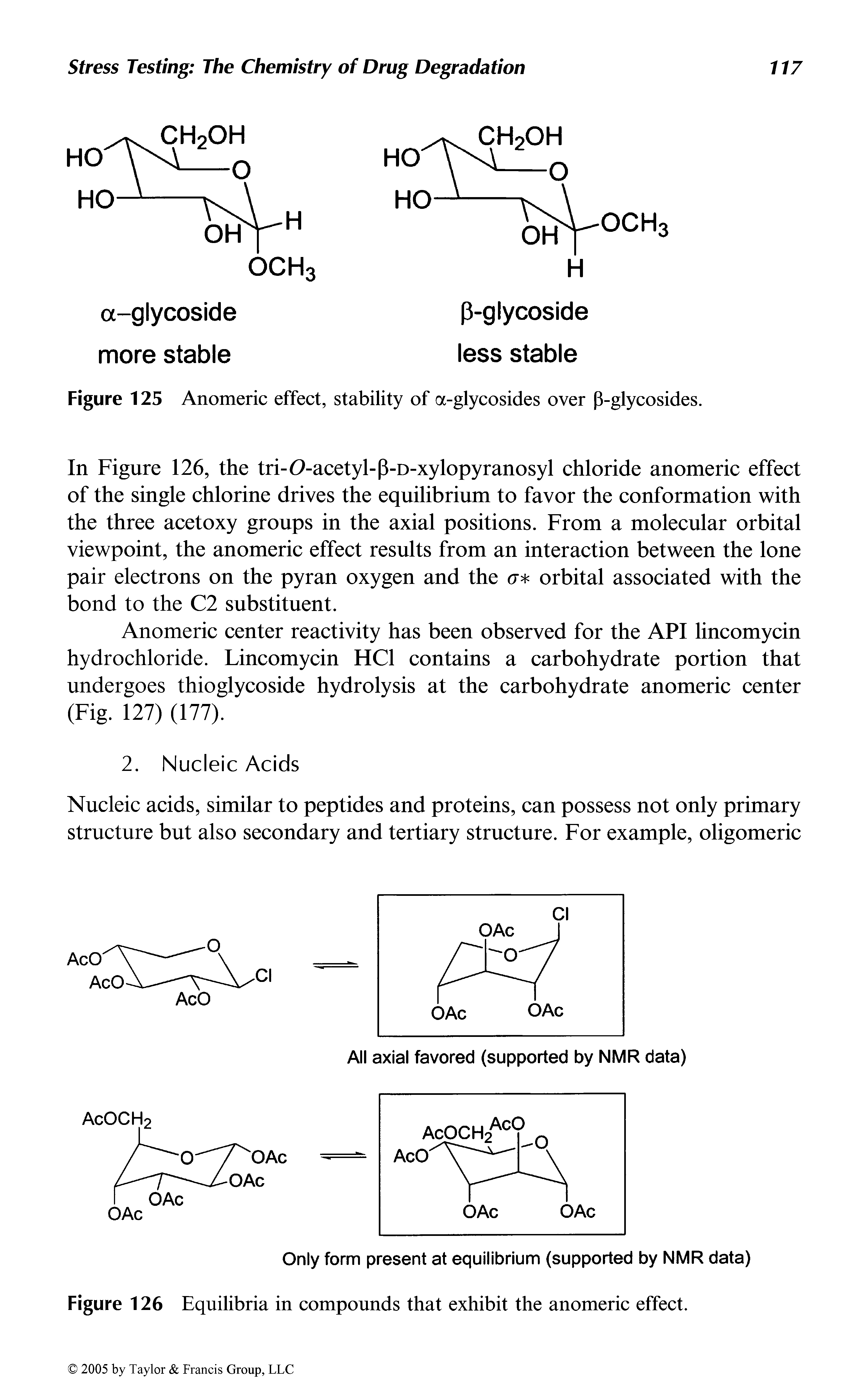 Figure 126 Equilibria in compounds that exhibit the anomeric effect.