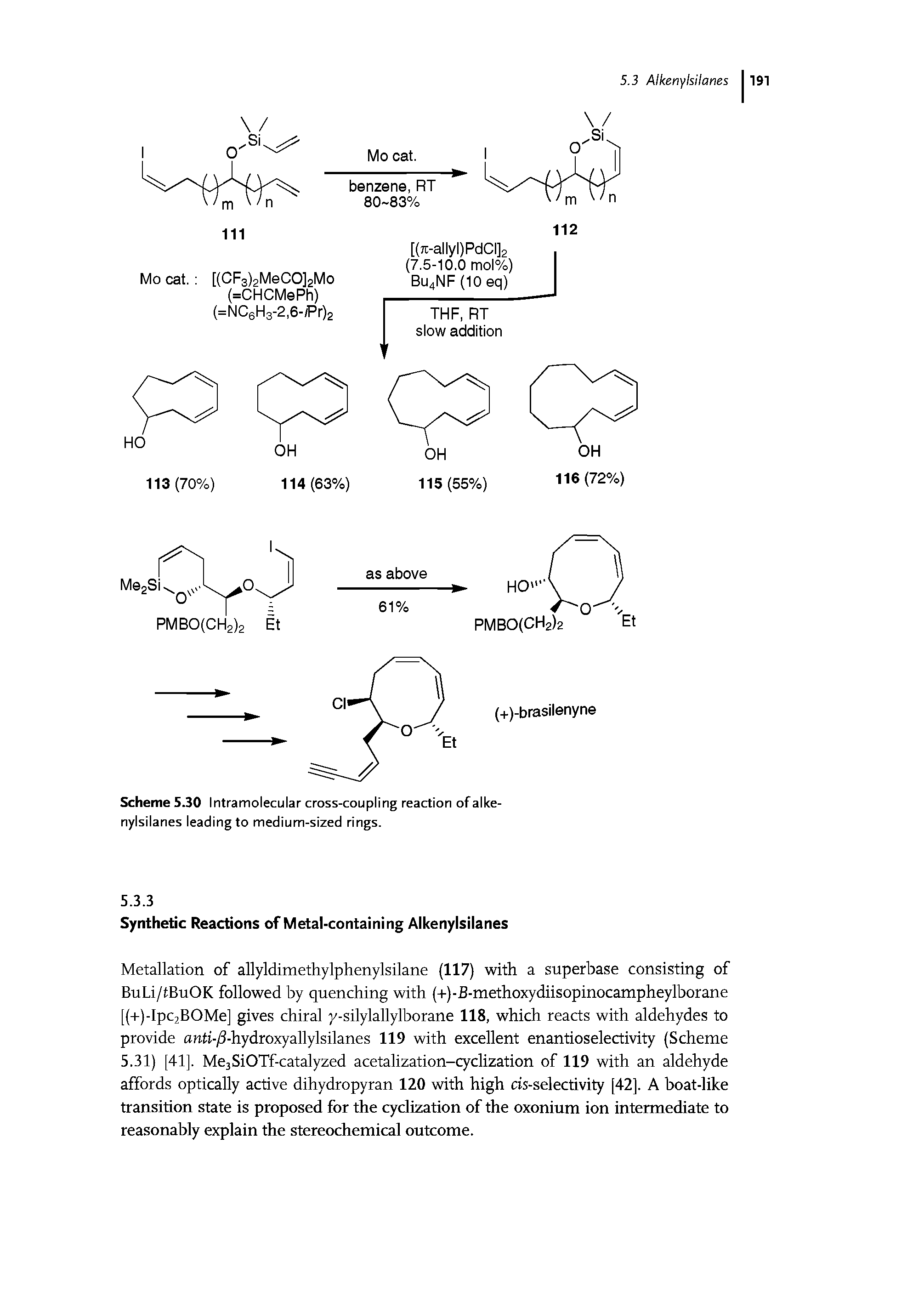 Scheme 530 Intramolecular cross-coupling reaction of alkenylsilanes leading to medium-sized rings.