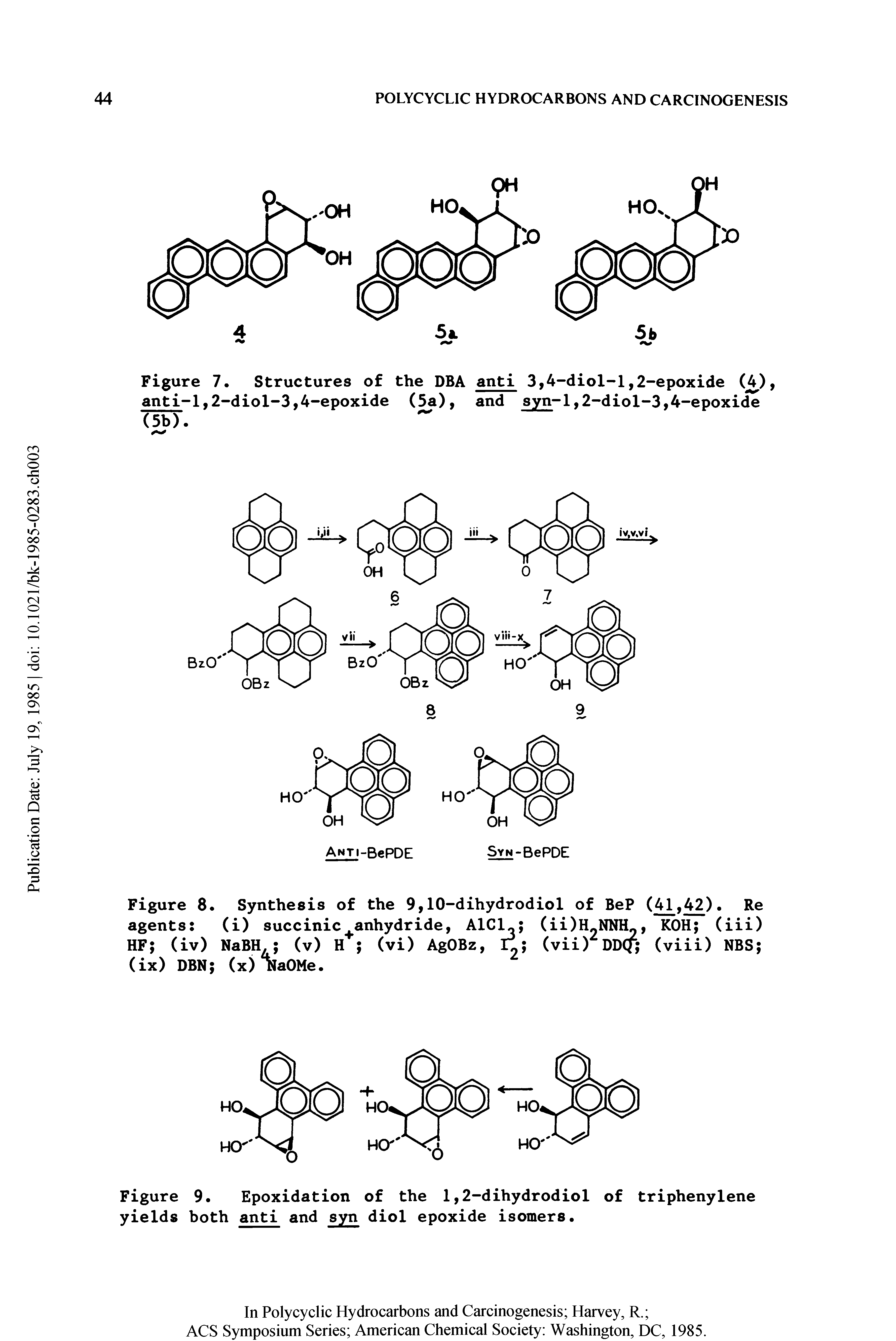 Figure 9. Epoxidation of the 1,2-dihydrodiol of triphenylene yields both anti and syn diol epoxide isomers.