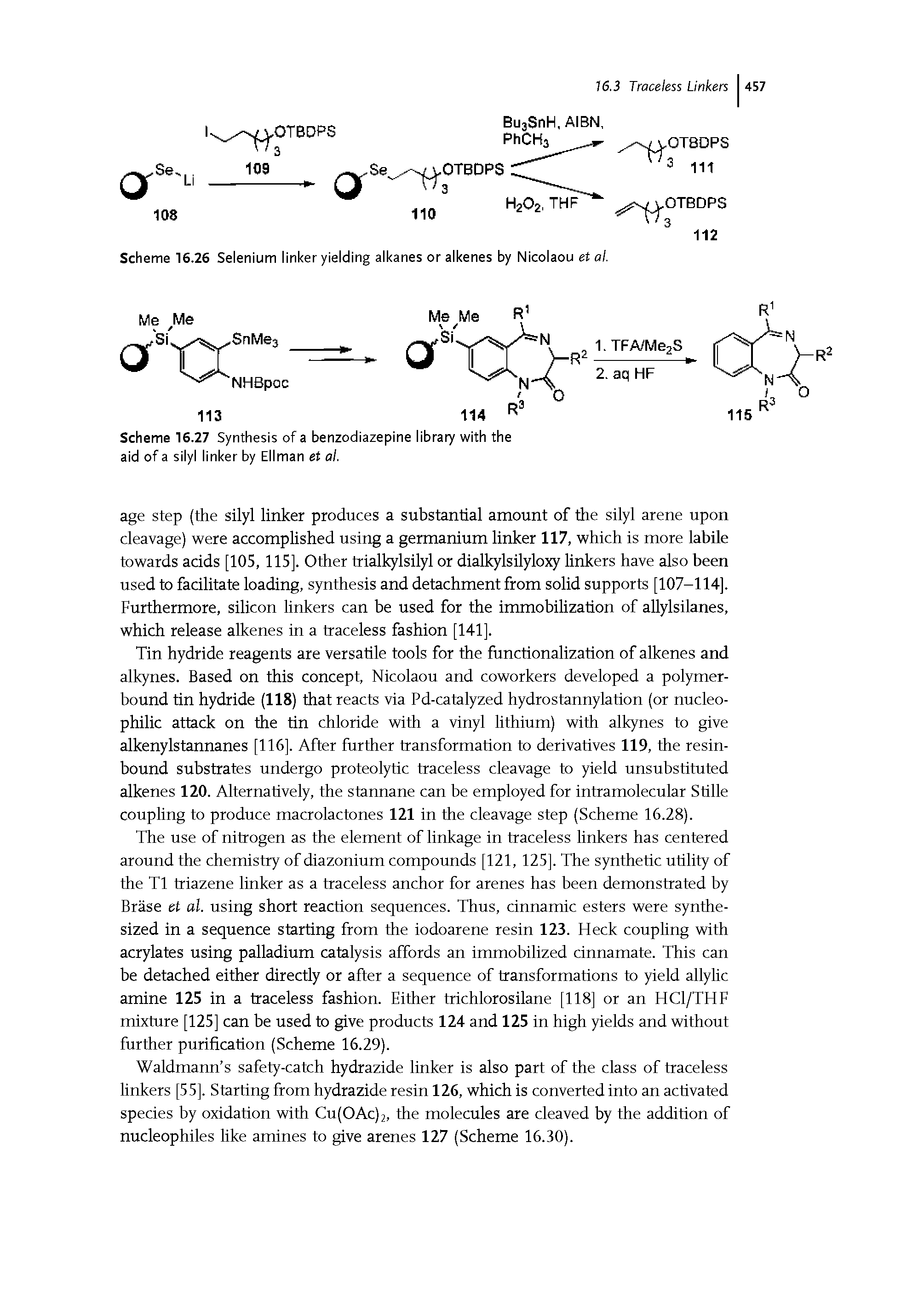 Scheme 16.27 Synthesis of a benzodiazepine library with the aid of a silyl linker by Ellman et al.