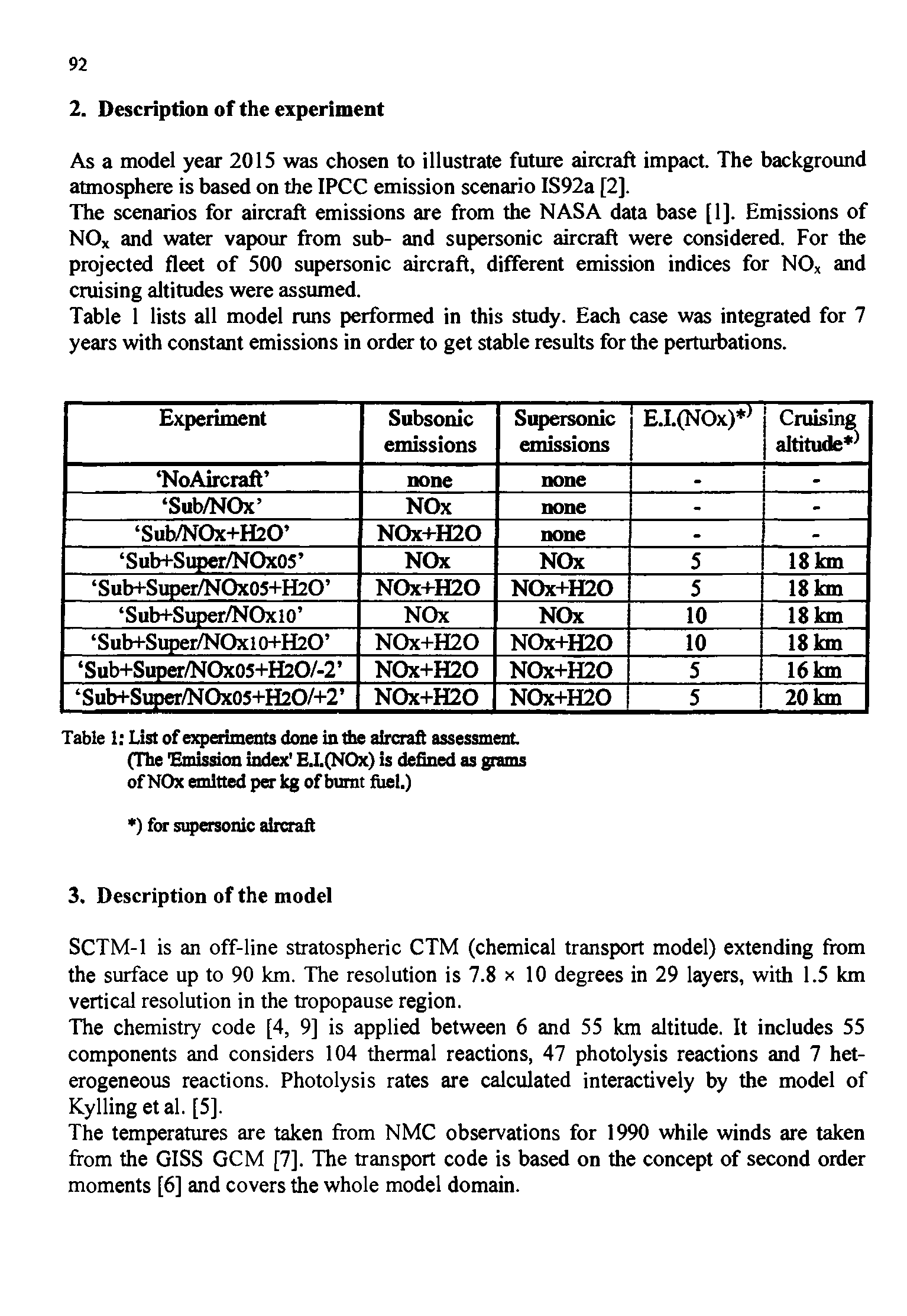 Table 1 List of experiments done in die aircraft assessment (The Emission index E.I.(NOx) is defined as grams of NOx emitted per kg of burnt fuel.)...