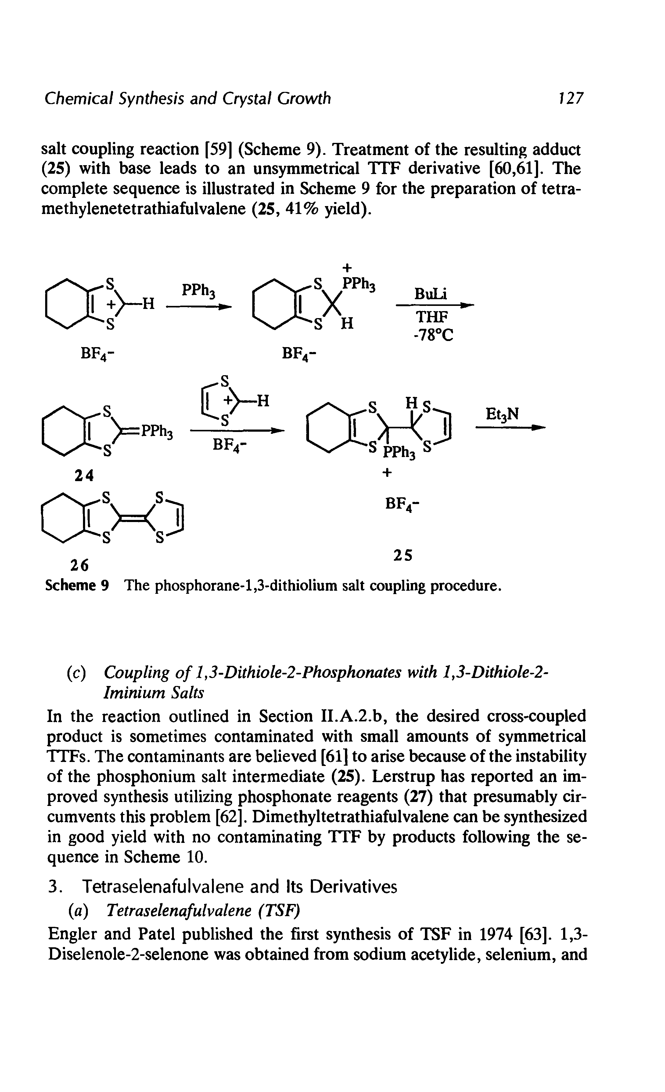 Scheme 9 The phosphorane-l,3-dithiolium salt coupling procedure.
