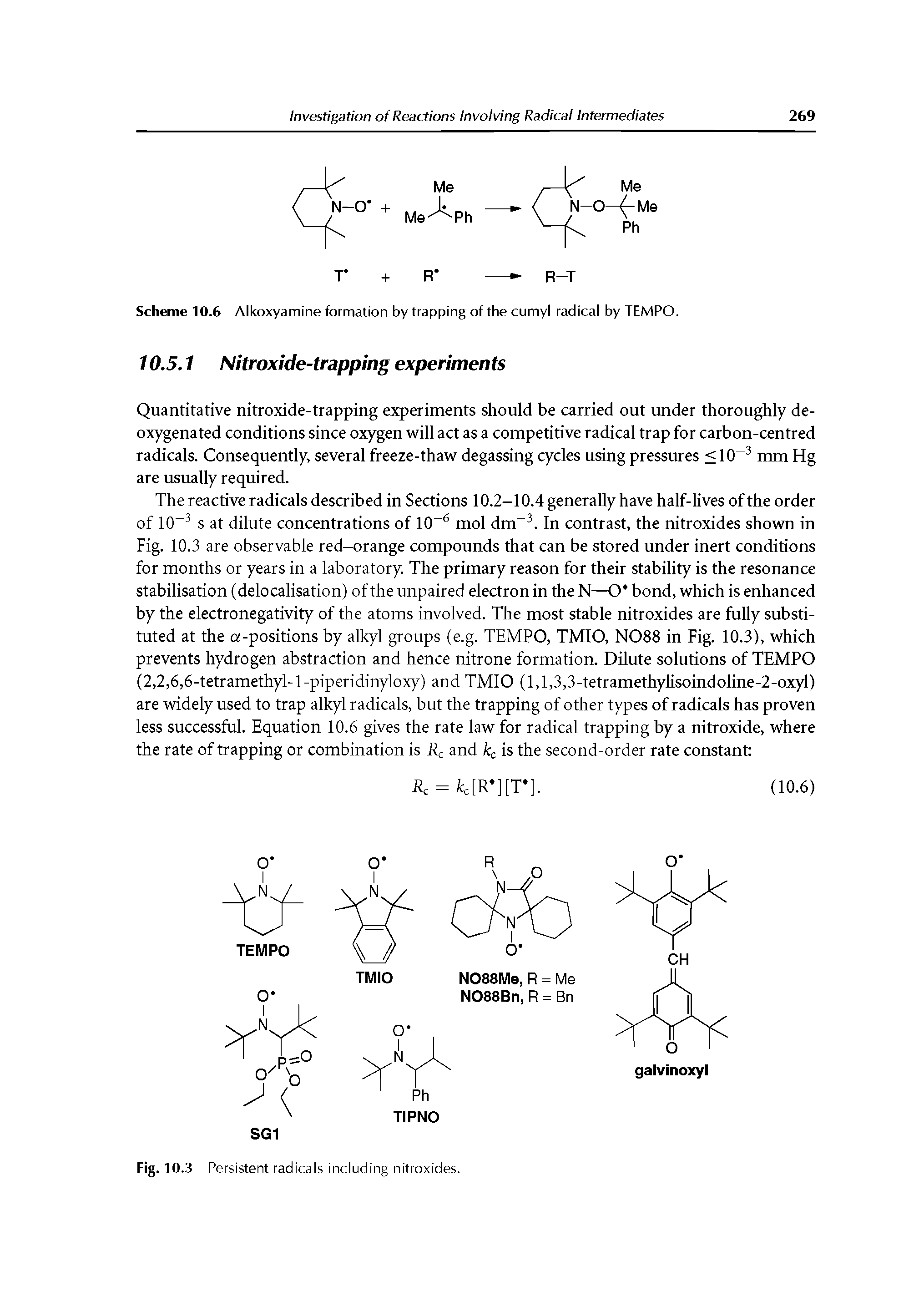 Scheme 10.6 Alkoxyamine formation by trapping of the cumyl radical by TEMPO.